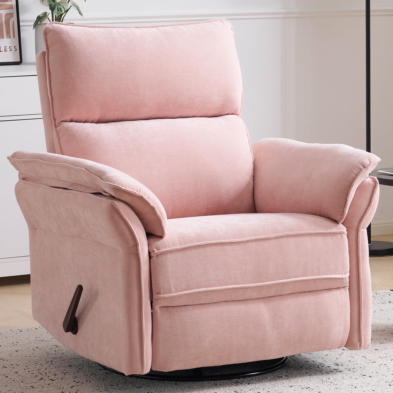 Oversized Rocking Chair Nursery with Massage and Heat, Glider Recliner Nursery Chair with Adjustable Headrest, Power Swivel Rocker Recliner Chair with USB Port, Dark Grey