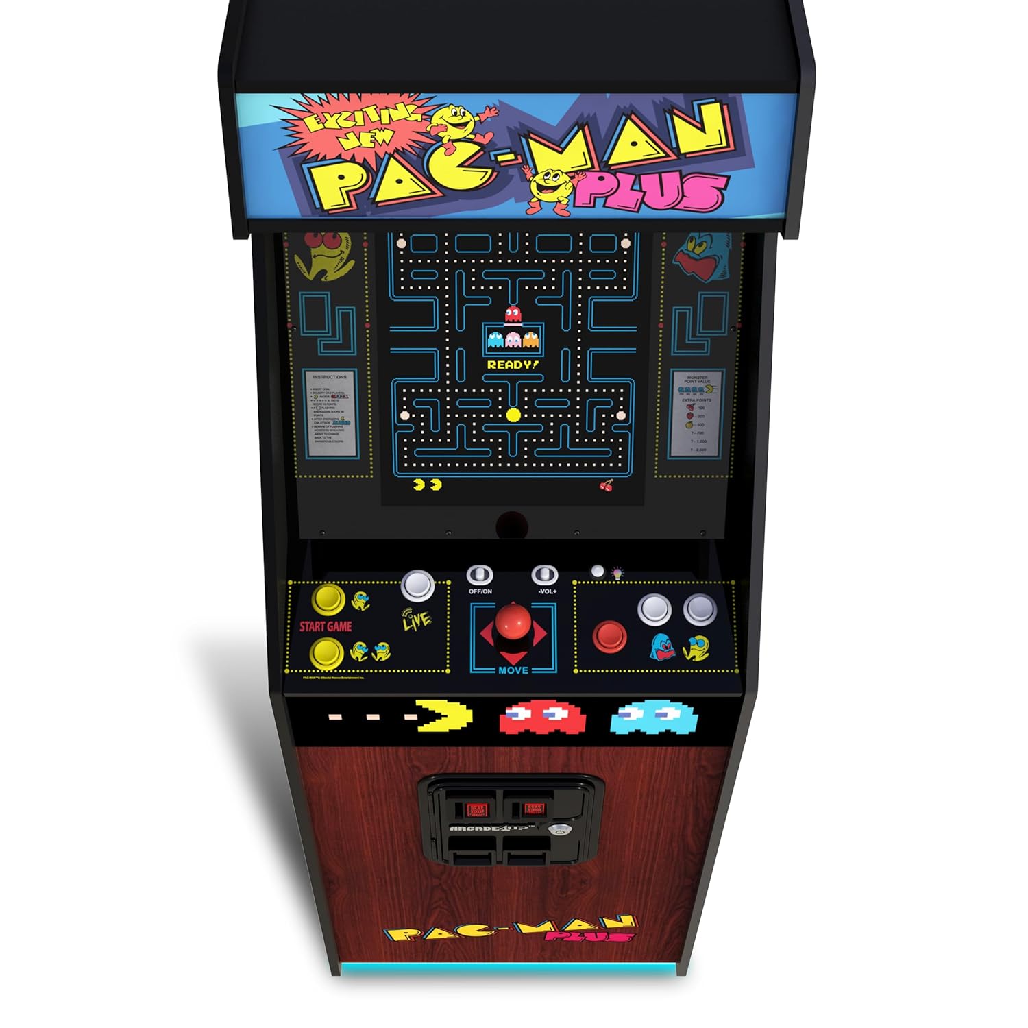 Arcade1Up PAC-Man Plus Deluxe Arcade Machine - 14 Classic Games, Retro Game Console for Home, 5’ Tall Cabinet with 17-Inch Screen, Stand Up Video Game for Game Room