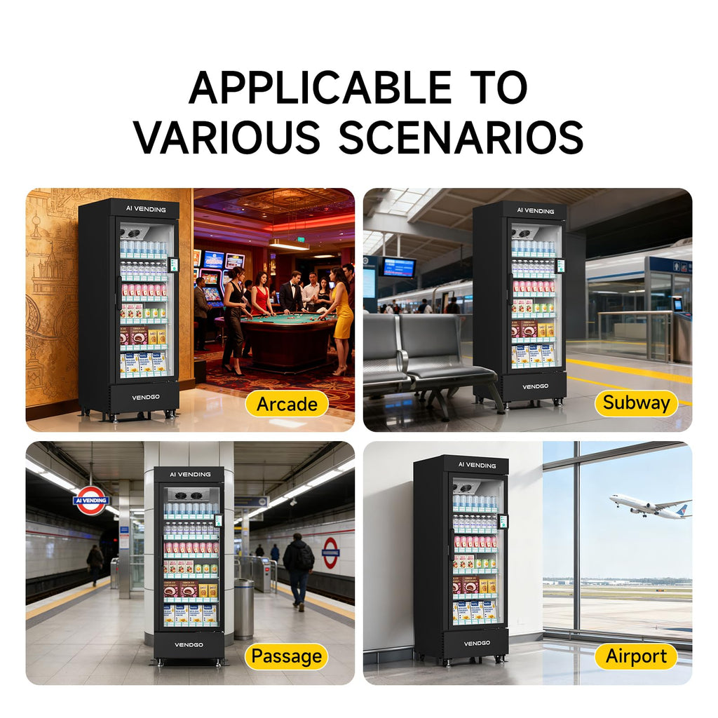 Smart Ai Vending Machine with Card Reader, Snack & Drink Combo, 6-Layer, 700 Can (300ml) Capacity, Refrigerated, Ai Visual Recognition & App Management, Vending Machines for Business