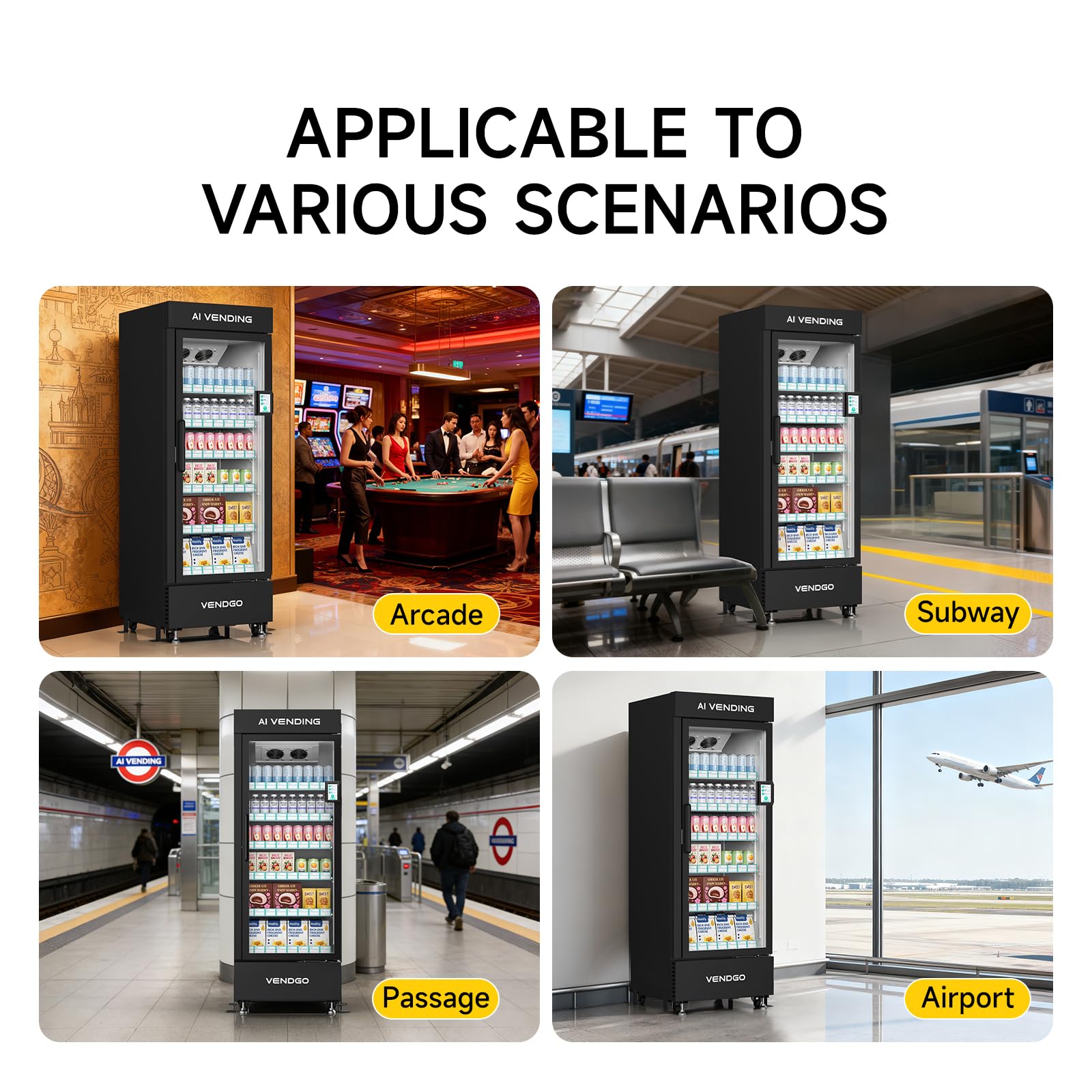 Smart Ai Vending Machine with Card Reader, Snack & Drink Combo, 6-Layer, 700 Can (300ml) Capacity, Refrigerated, Ai Visual Recognition & App Management, Vending Machines for Business