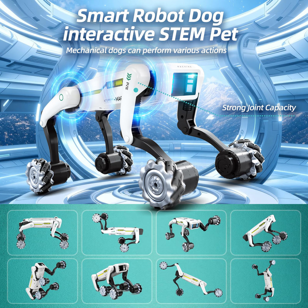 Smart Robot Dog for Kids Ages 6-12, Voice and Remote Control Robotic Pet, 30+ Bionic Actions, All-Terrain Stunt Moves, 25m Range, STEM Toy for Kids