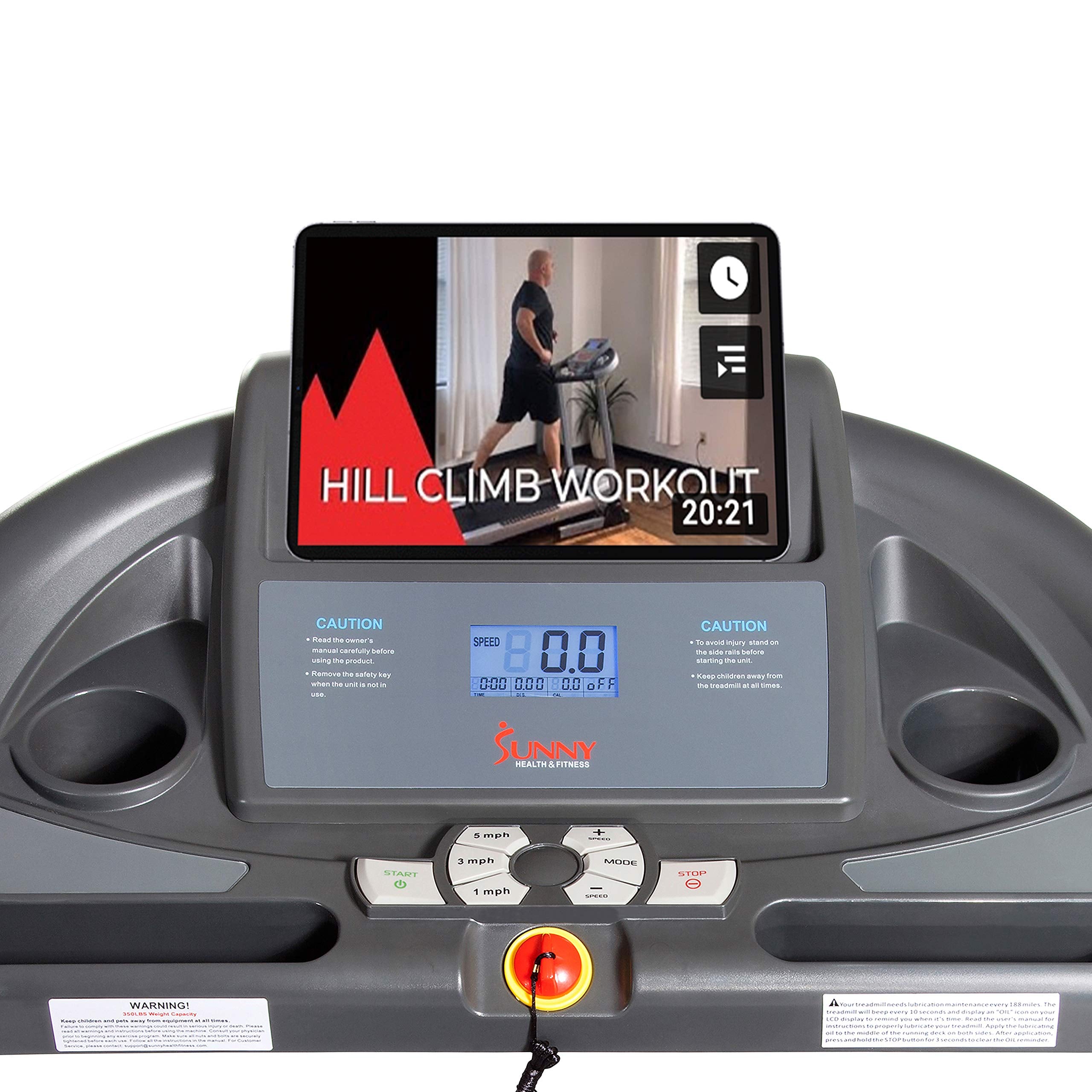 Sunny Health & Fitness Treadmill Elite Smart Auto Incline for Home Use, Wide Running and Walking Deck, Flex Shock Suspension with 300 LB Weight Capacity Bluetooth SunnyFit App