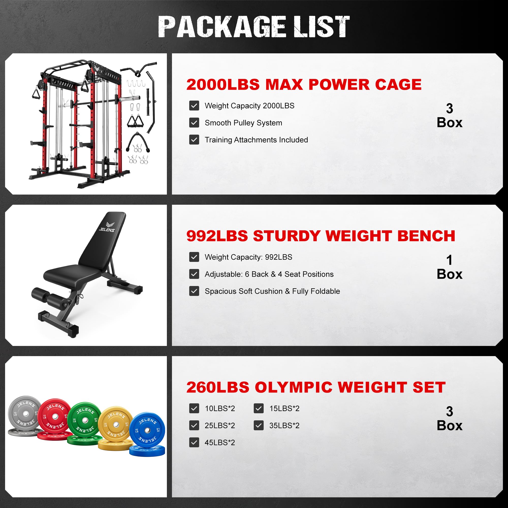 JELENS M21 Smith Machine, Multi-Function Power Cage with Dual Pulley Cable Crossover System, 2000LBS All-in-One Squat Rack with Smith Bar and Attachments for Home Gym