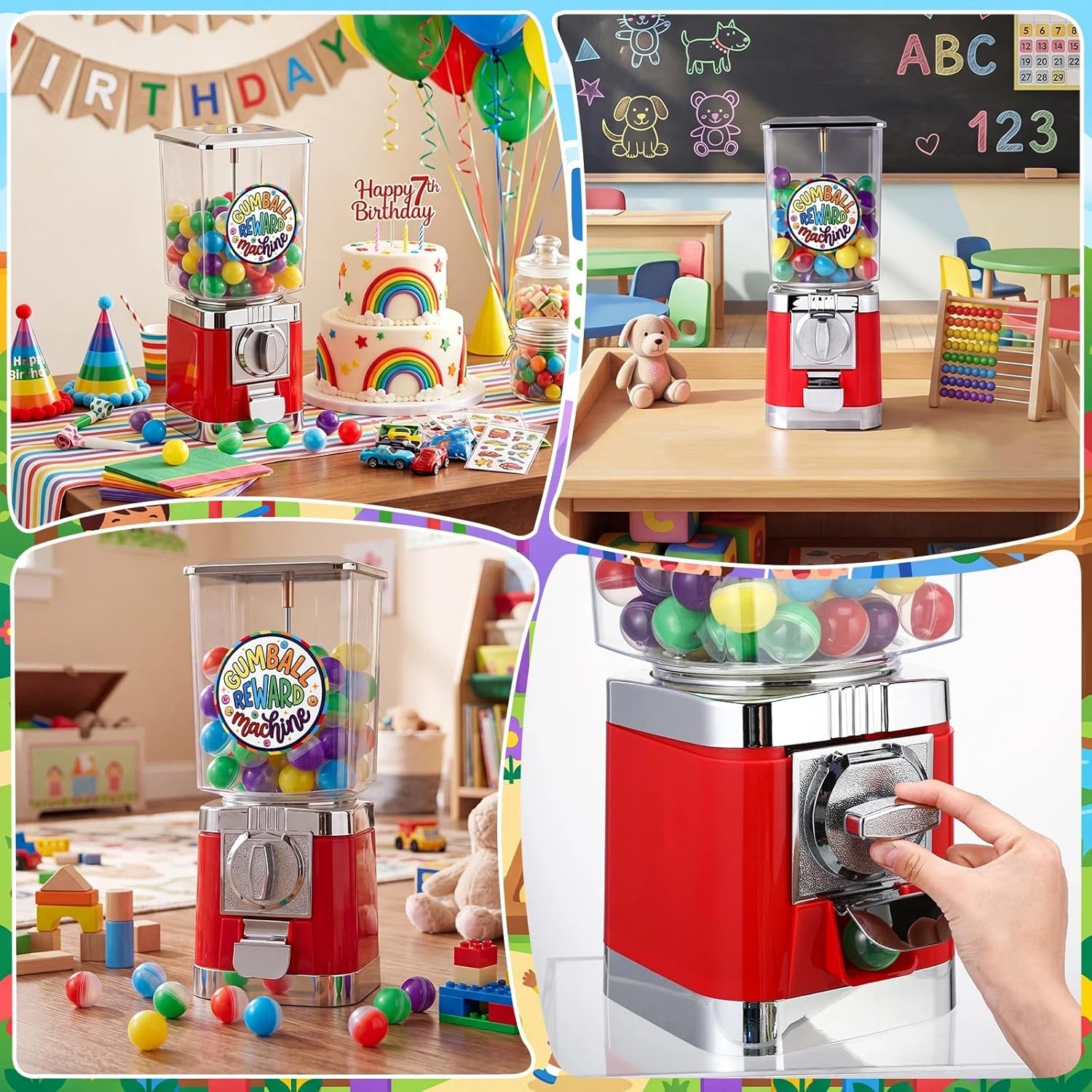 Classroom Vending Machine Bubble Gum Reward Machine Set with 100 Colorful Capsule No Coin Needed Teacher Reward Prize Box with Mini Capsule for Small Toys (No Toys)