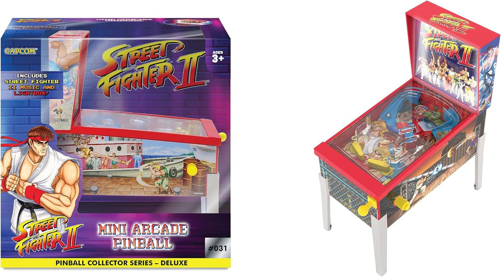 Street Fighter II: Mini Arcade Pinball - Collector Series, Lights & Sounds, Classic Tabletop Game, Skill Shot Challenges, Licensed Toy, Adults-Kids 3+