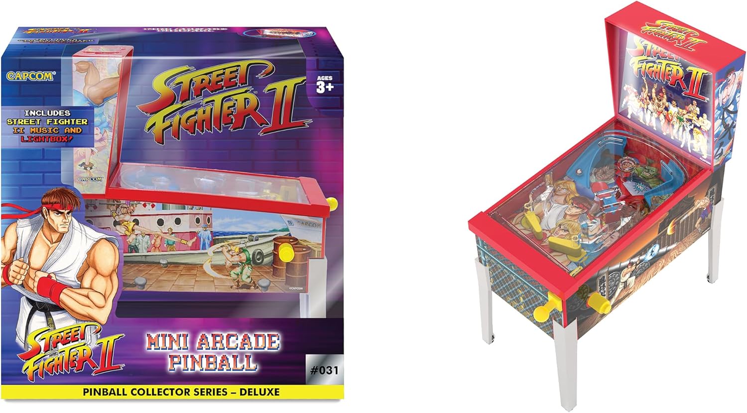 Street Fighter II: Mini Arcade Pinball - Collector Series, Lights & Sounds, Classic Tabletop Game, Skill Shot Challenges, Licensed Toy, Adults-Kids 3+