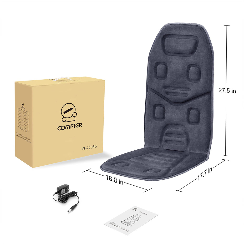 COMFIER Vibration Back Massager Seat Cushion with Heat,Father Day Dad Gifts for Men,10 Motors Massage Chair Pad,Chair Massager for Pain Relief at Office/Home, Father Day Gift