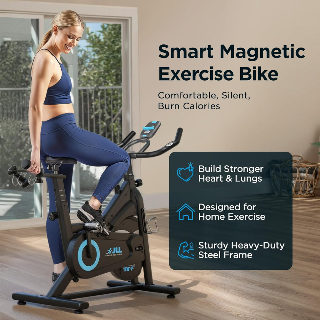 JLL Magnetic Exercise Bike - Indoor Stationary Cycling Bike with SunnyFit App, Comfortable Seat, Indoor Cycling Bike for Home Gym