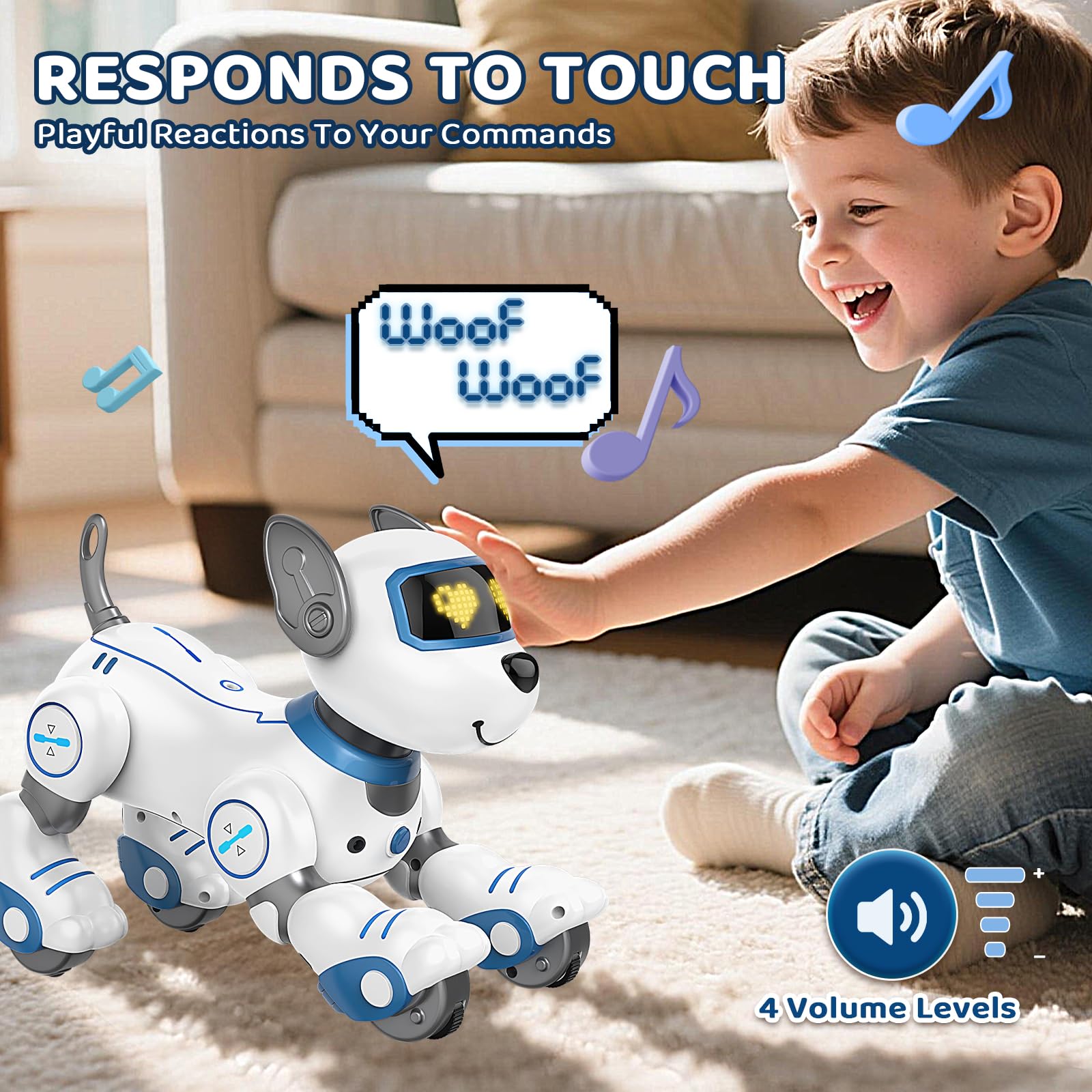 Robot Dog Toy for Kids 3-12: Remote Control Interactive Robot Puppy with Touch & Follow, Programmable Tricks, Dancing & Walking, Birthday Gift for Smart Boys & Girls