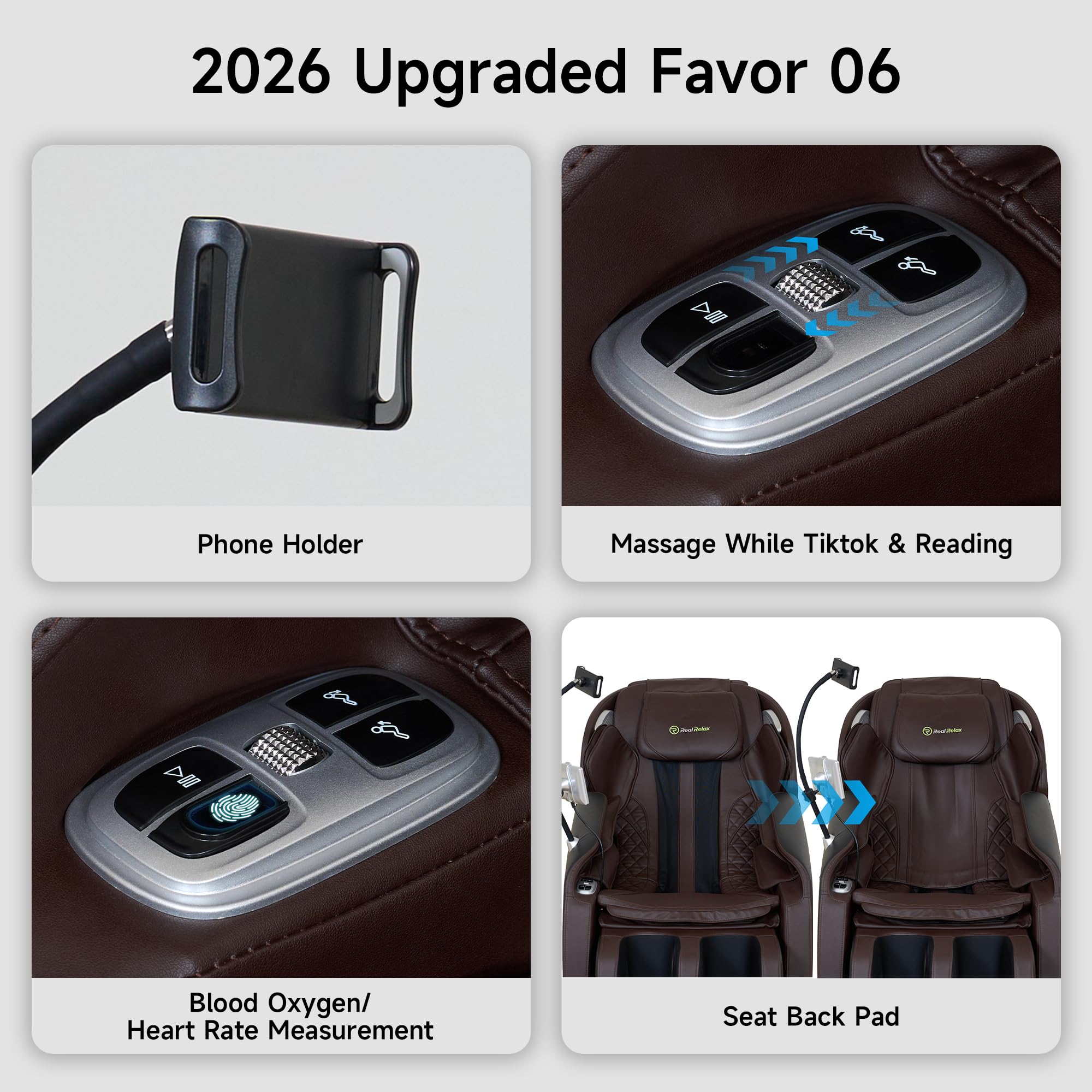 Real Relax Massage Chair Full Body with Unique Phone Controller,Heart and Blood Measurement, Zero Gravity 3D SL-Track Recliner with APP Control, Child Lock,Pause Button, Back Pad, Favor-06, Blue
