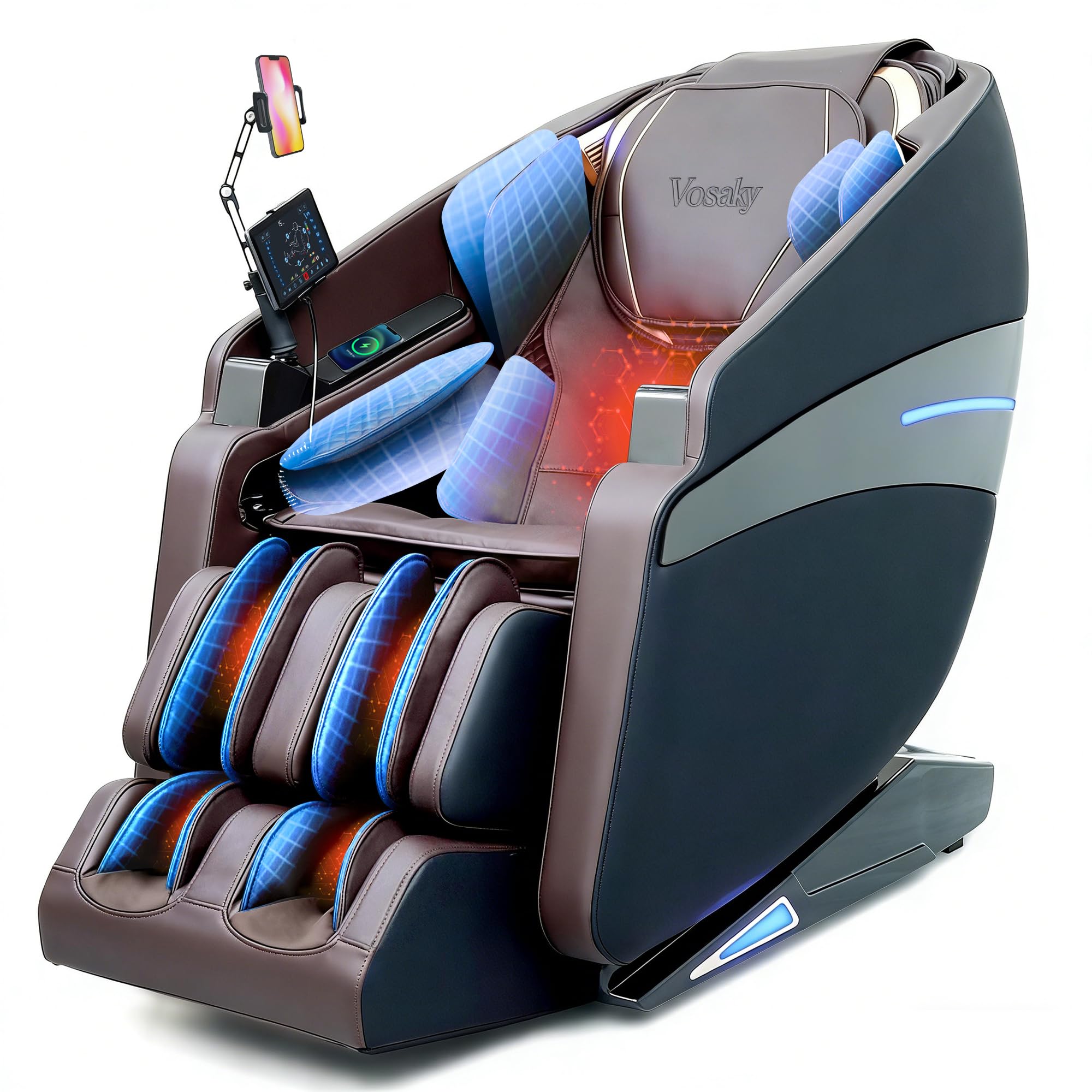 4D Massage Chairs Full Body Recliner with Heat Zero Gravity 57'' SL Track Shiatsu Massage Chair for Home Office with AI Voice, 7" Touch Screen, Wireless Charging,Neck & Shoulder Relief