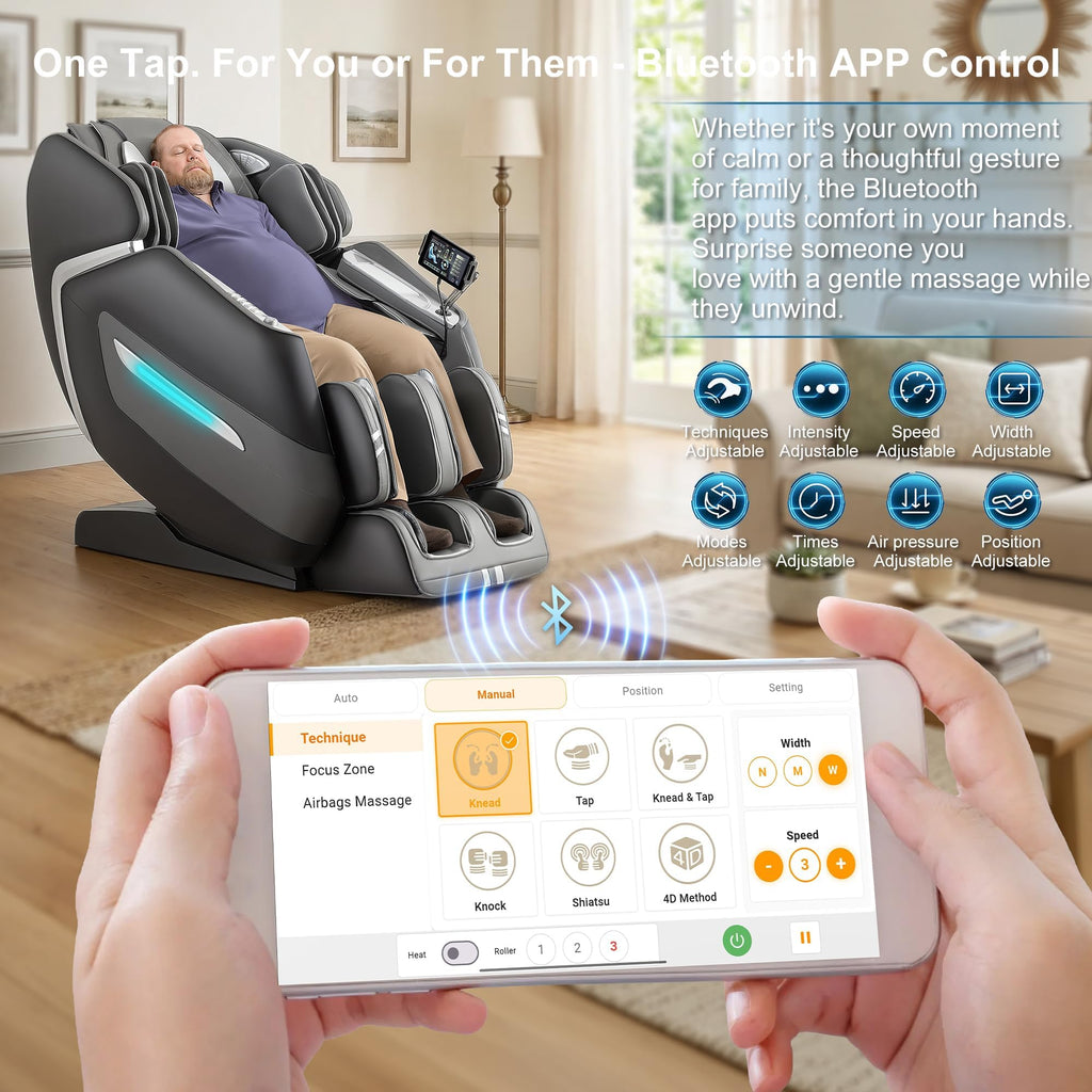 MassaMAX 4D Plus Massage Chair for Big & Tall People Full Body Massage Up to 6'10" & 500 lbs, 59" SL Track, OTA Cloud Upgrade - Never Outdated, APP Control, 27+ Modes, Auto Footrest Extension A580