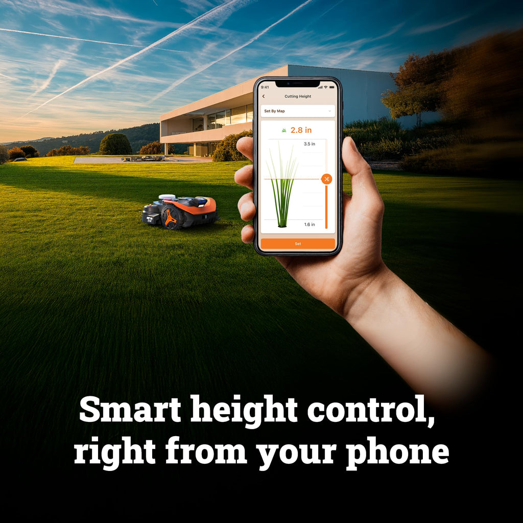 WORX Landroid Vision Cloud Robot Lawn Mower, No Perimeter Wire Robot Mower for 1/4 Acre, AI Obstacle Avoidance and RTK Cloud Navigation, 30% Slope, Auto Mapping, App Control, WR310