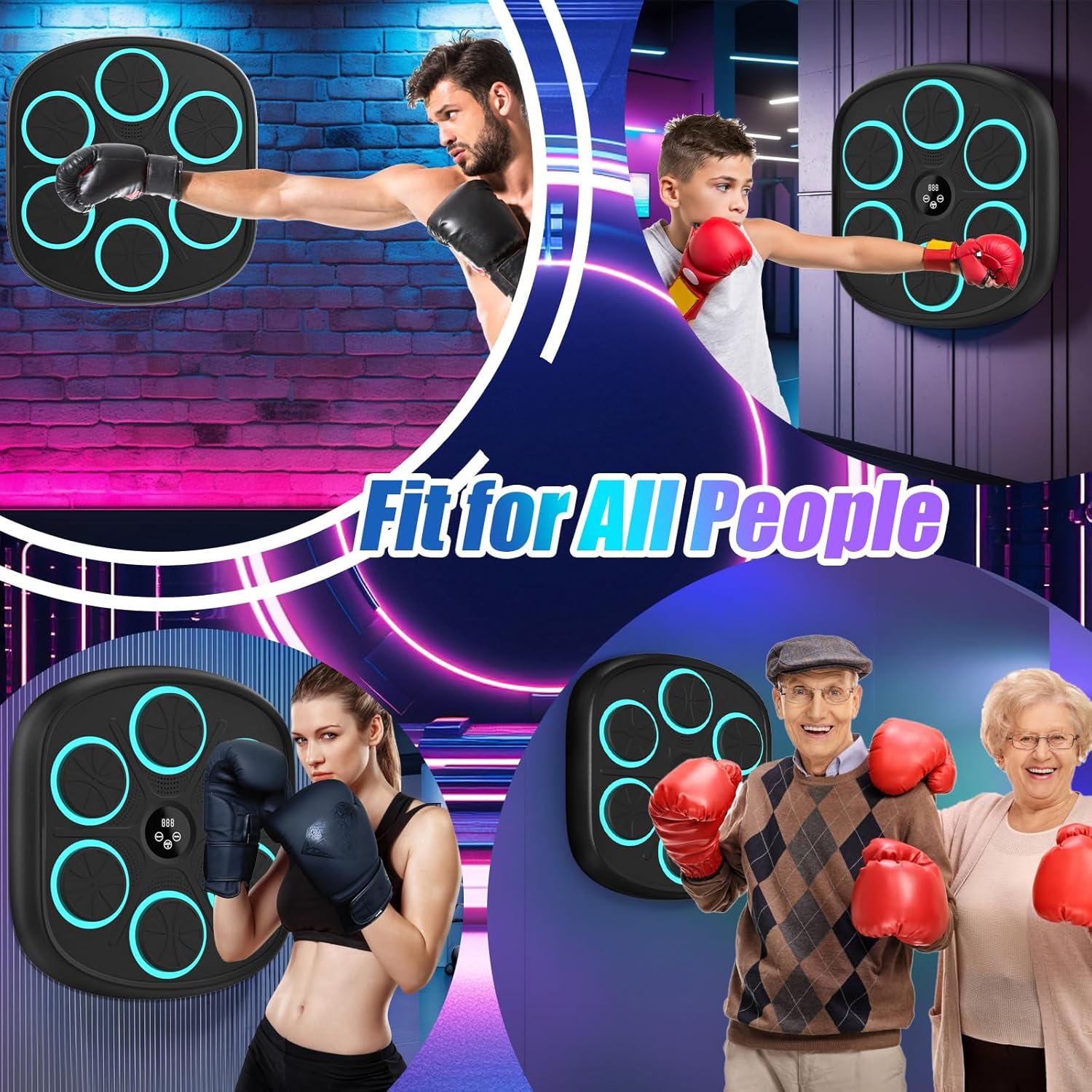 2025 New Model Smart Music Boxing Machine for Adults and Kids, Bluetooth Wall Mounted Punching Trainer with Gloves, 9 Modes & 9 Speeds for Home, Office, and Gym
