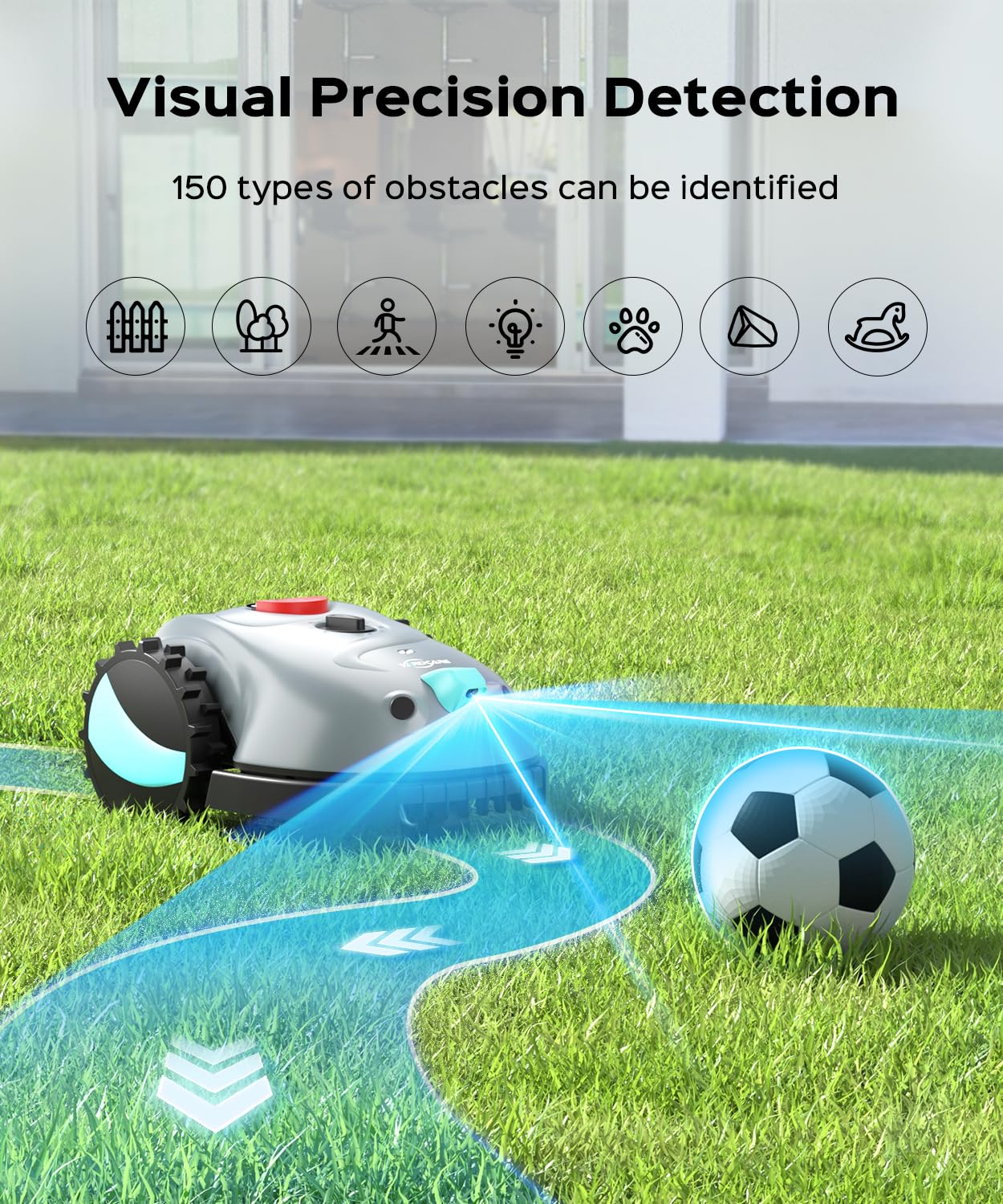 YARDCARE V100 Robot Lawn Mower with HD Vision Navigation, Smart Obstacle Detection, Collision Sensors, Adjustable Cutting Height, Low-Noise Operation—Perfect for Small Lawns up to 1,600 sq ft.