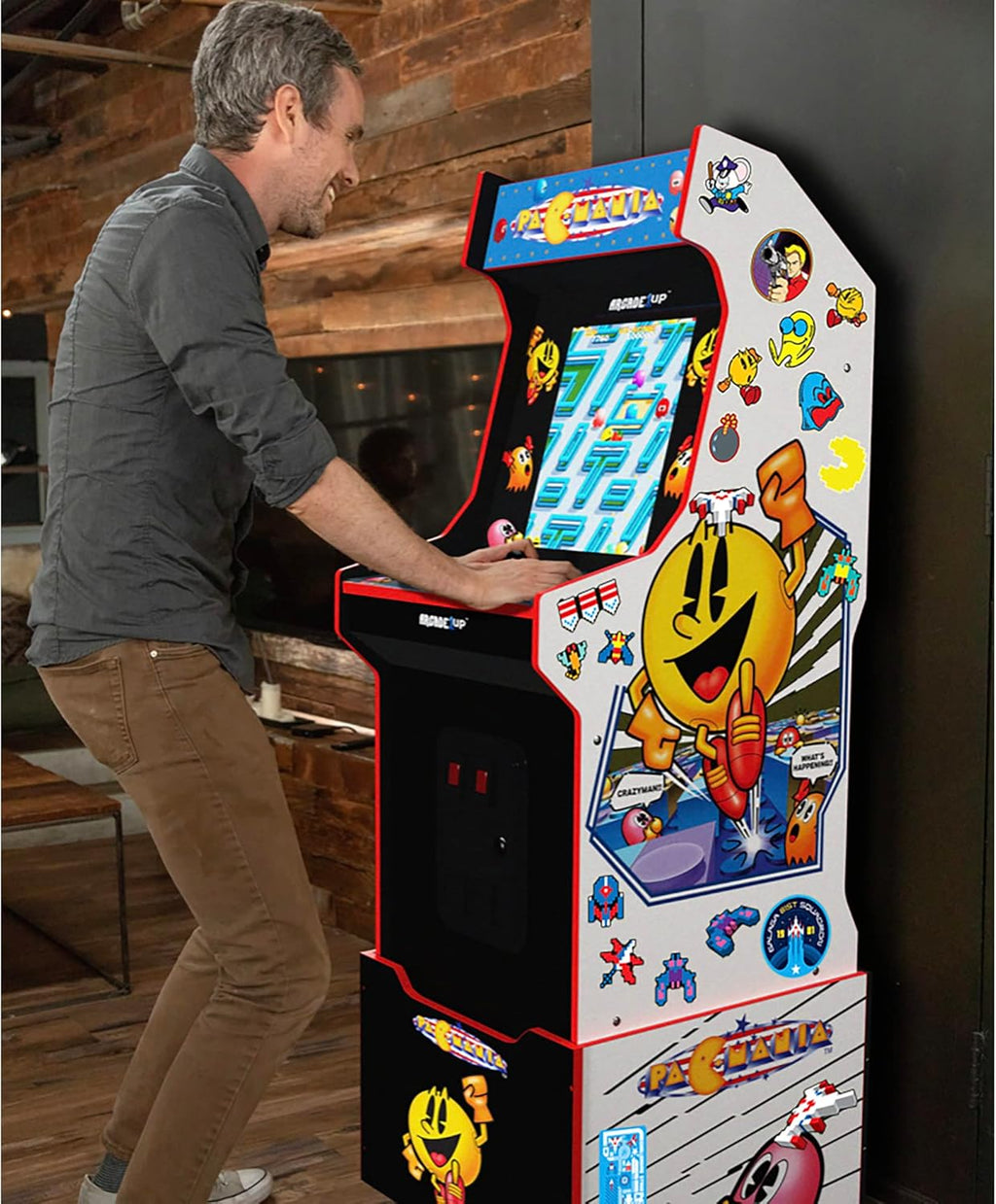 Arcade1Up PAC-Man Customizable Arcade Game Featuring PAC-Mania - Includes 14 Games & 100 Bonus Stickers