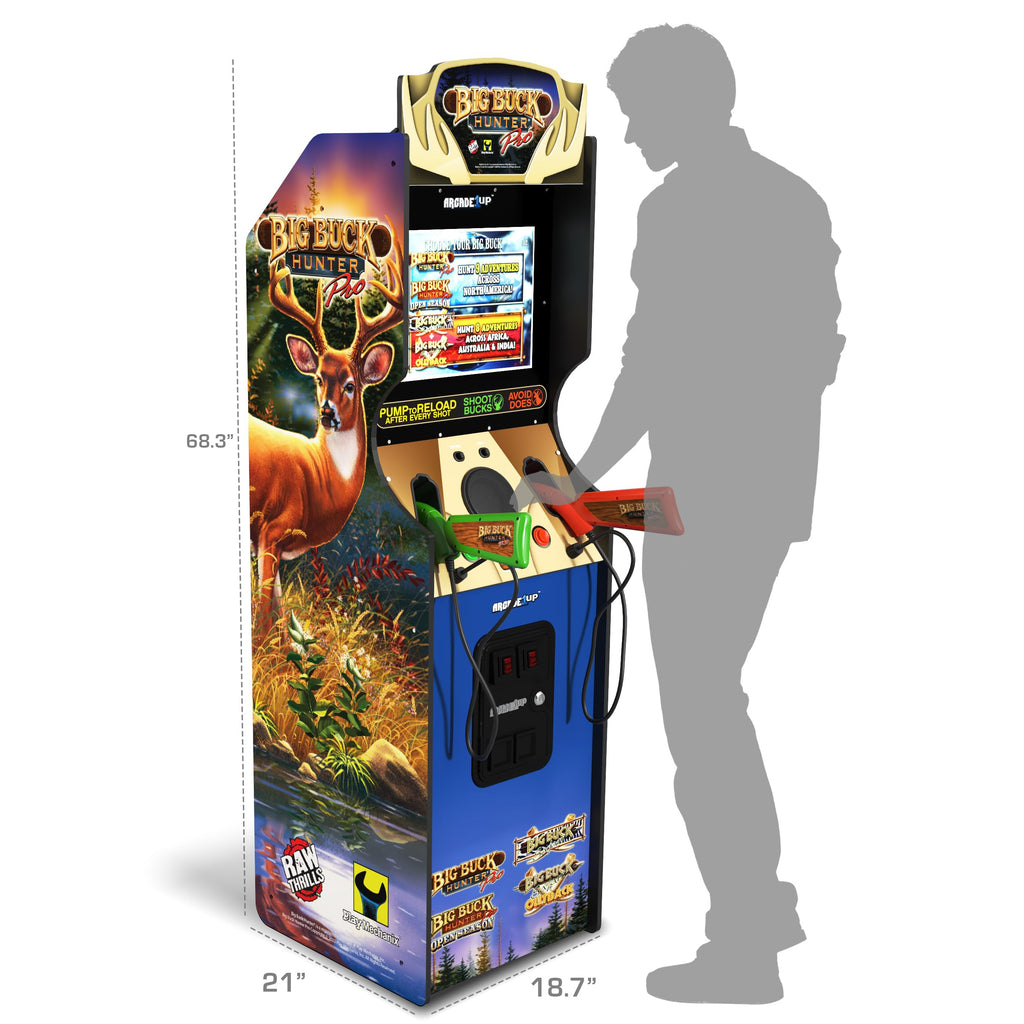 Arcade1Up Big Buck Hunter Pro Deluxe Arcade Machine for Home, 5-Foot-Tall Stand-up Cabinet, 4 Classic Games, and 17-inch Screen