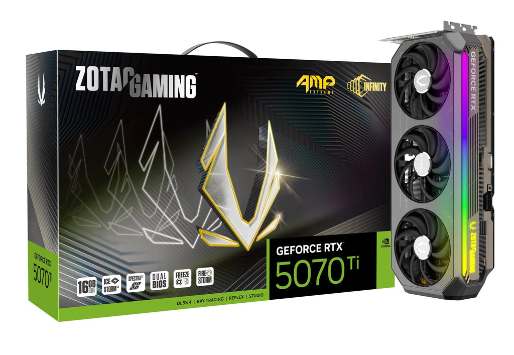 ZOTAC Gaming GeForce RTX 5070 Ti Solid SFF OC DLSS 4 16GB GDDR7 256-bit 28 Gbps PCIE 5.0 Gaming Graphics Card, IceStorm 2.0 Advanced Cooling, ZT-B50710J3-10P