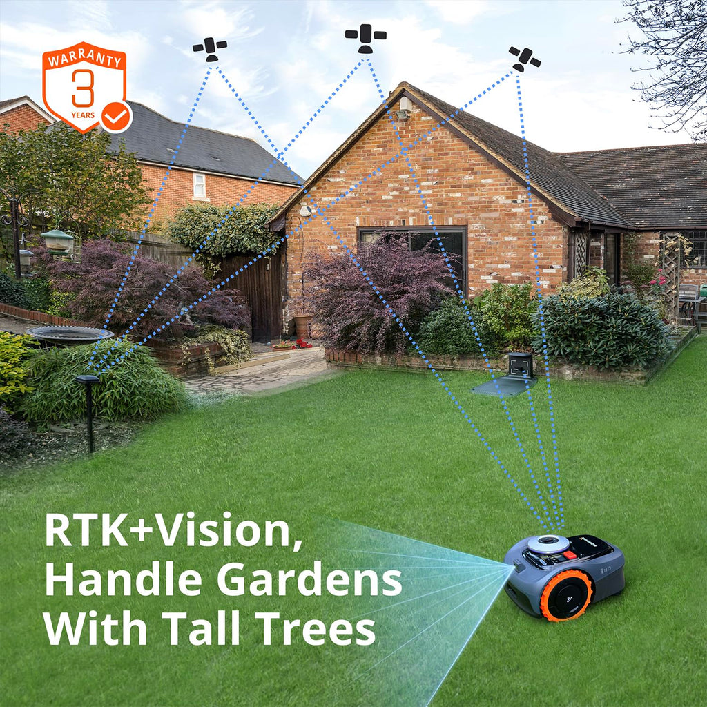 Segway Navimow i210 AWD Robot Lawn Mower Wire Free with Garage S, All-Wheel Drive for 45% Slopes, EFLS NRTK + Vision Auto Mapping, Covers 1/4 Acre (Garage Shipped Separately)