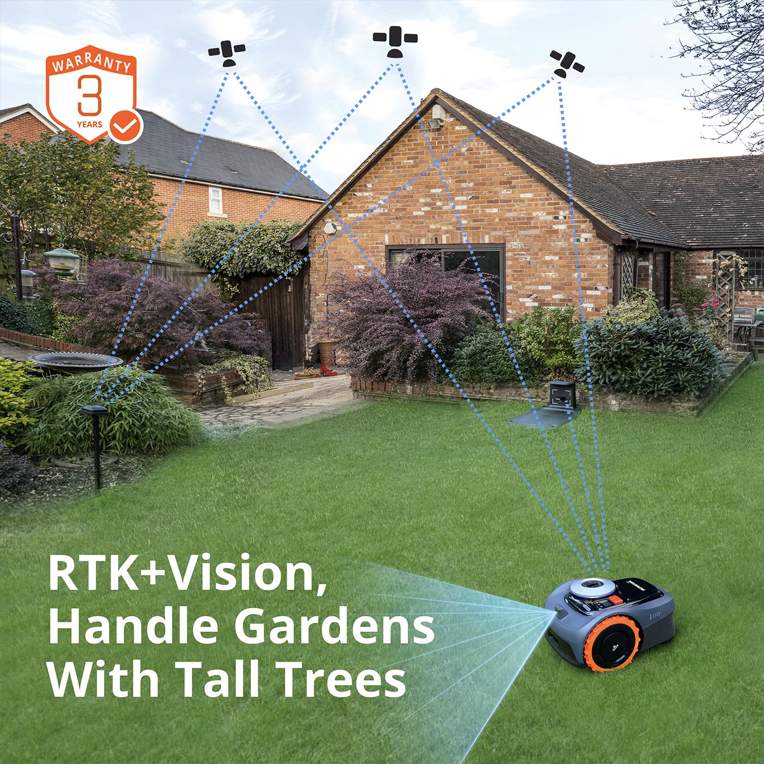Segway Navimow i210 AWD Robot Lawn Mower Wire Free with Garage S, All-Wheel Drive for 45% Slopes, EFLS NRTK + Vision Auto Mapping, Covers 1/4 Acre (Garage Shipped Separately)