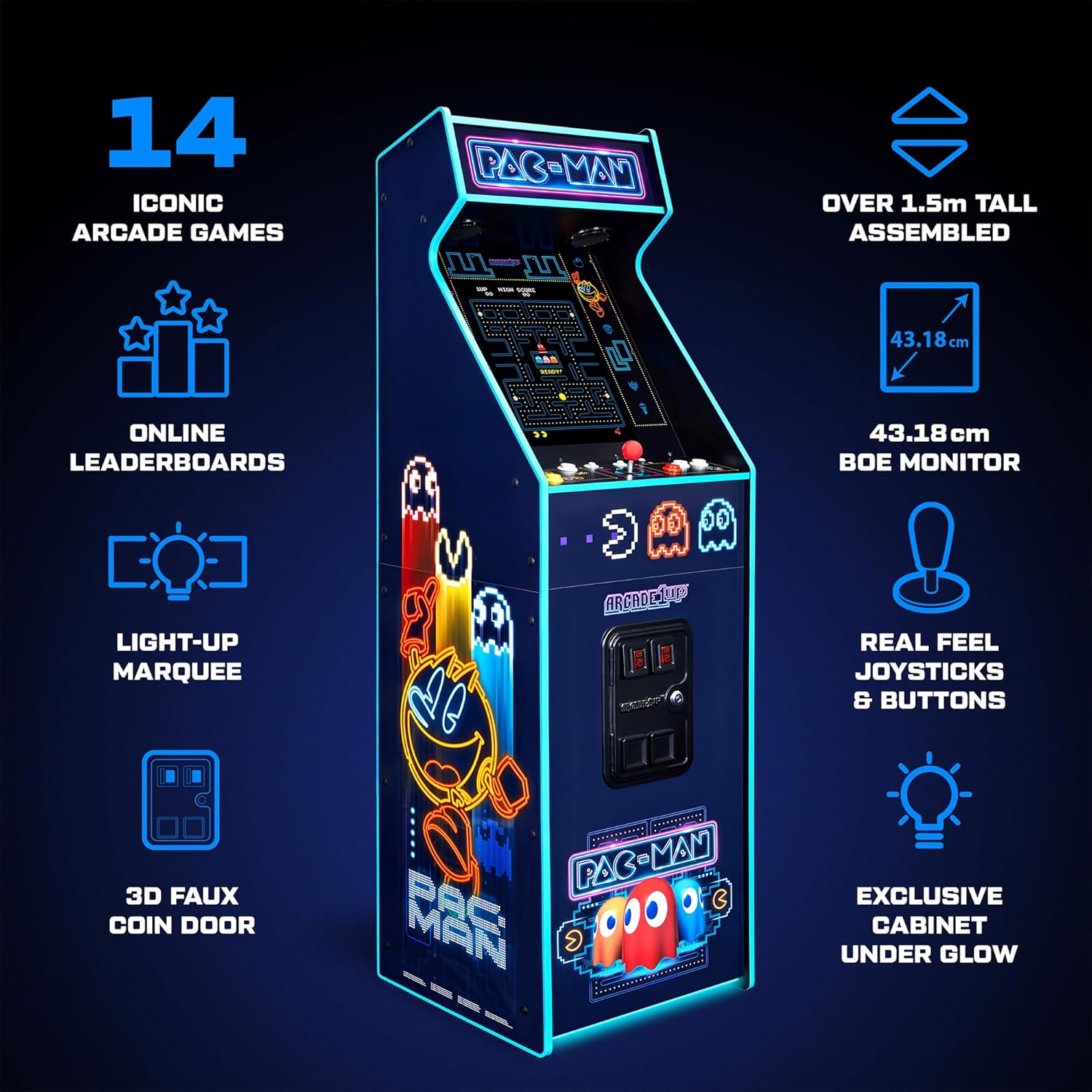 Arcade1Up PAC-Man Deluxe at Home Arcade Machine Neon Edition