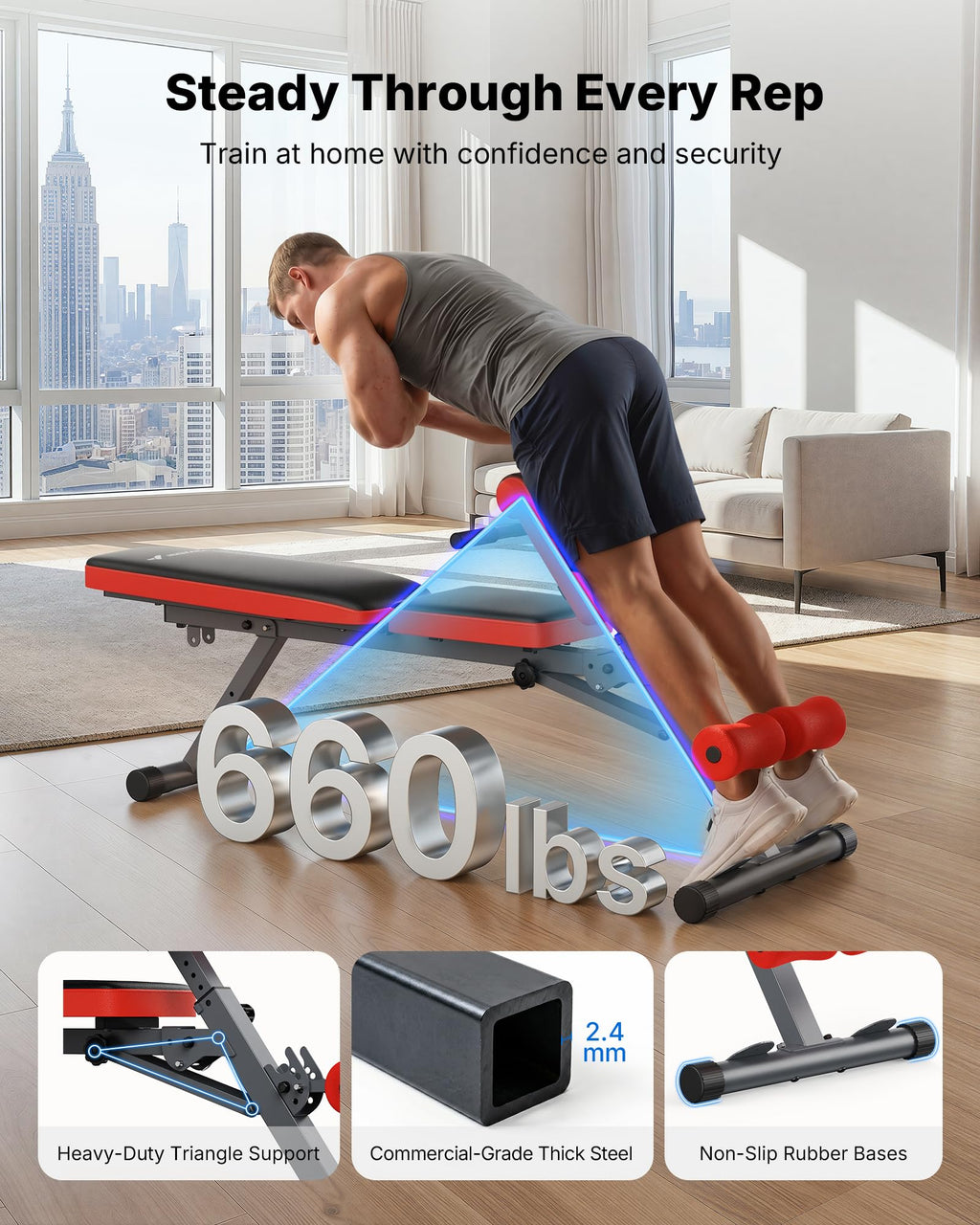 MERACH Roman Chair Back Extension, Adjustable Weight Bench, Home Gym Sit Up Bench for Glutes & Ab Workouts, Back Extension Machine, Hyperextension Roman Chair for Lower Back Pain Relief