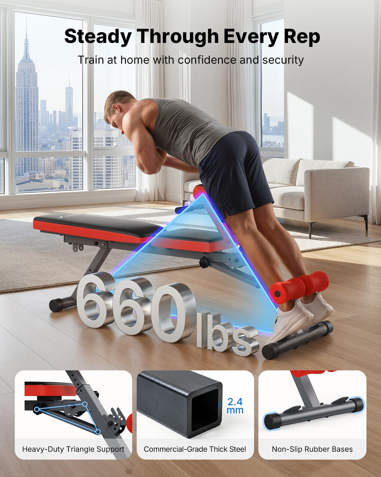 MERACH Roman Chair Back Extension, Adjustable Weight Bench, Home Gym Sit Up Bench for Glutes & Ab Workouts, Back Extension Machine, Hyperextension Roman Chair for Lower Back Pain Relief