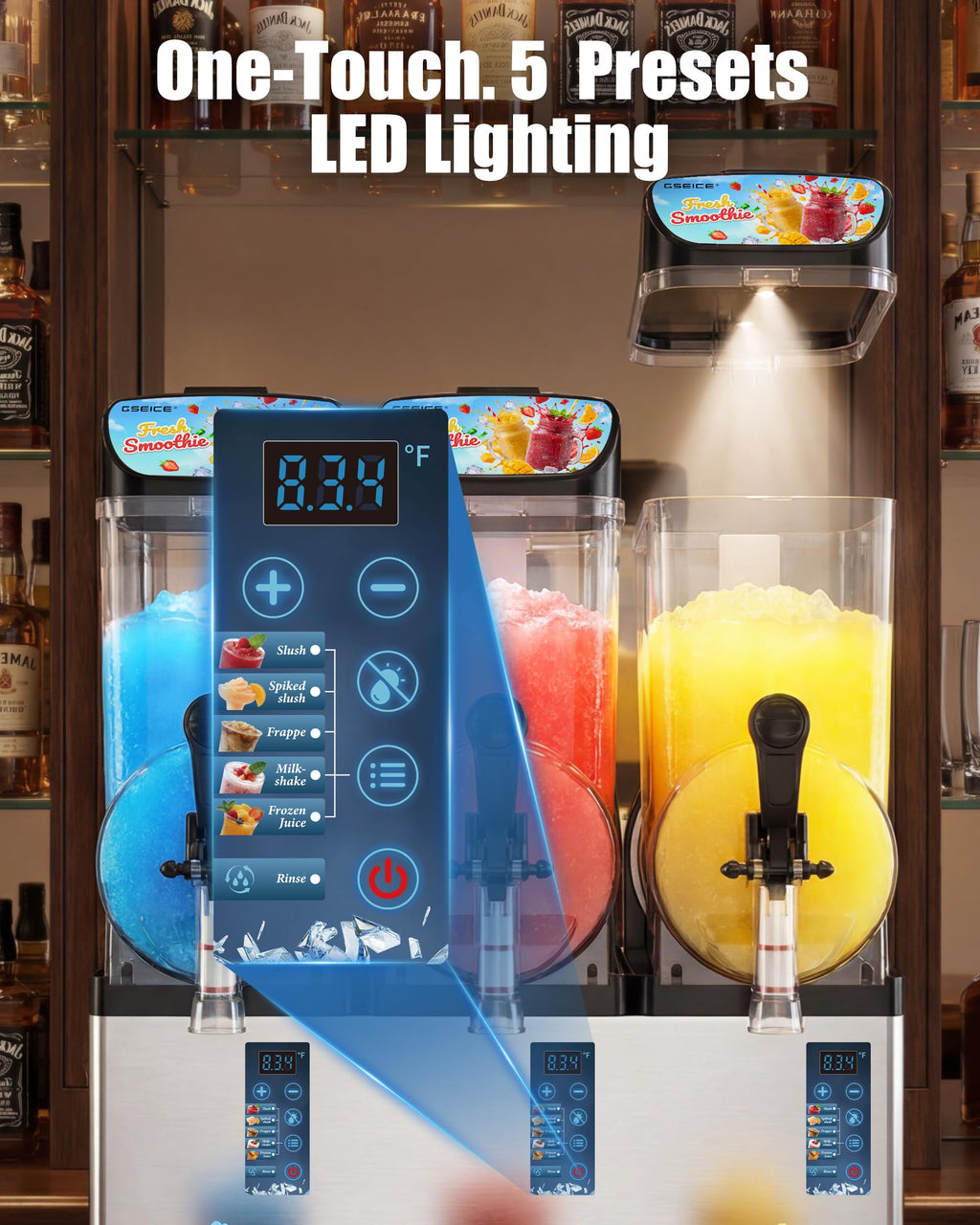 4.8 Gal /18L Commercial Slushie Machine, 5-in-1 Single Tank Slushy Frozen Drink Maker for Restaurants, Bars,Cafe and Home