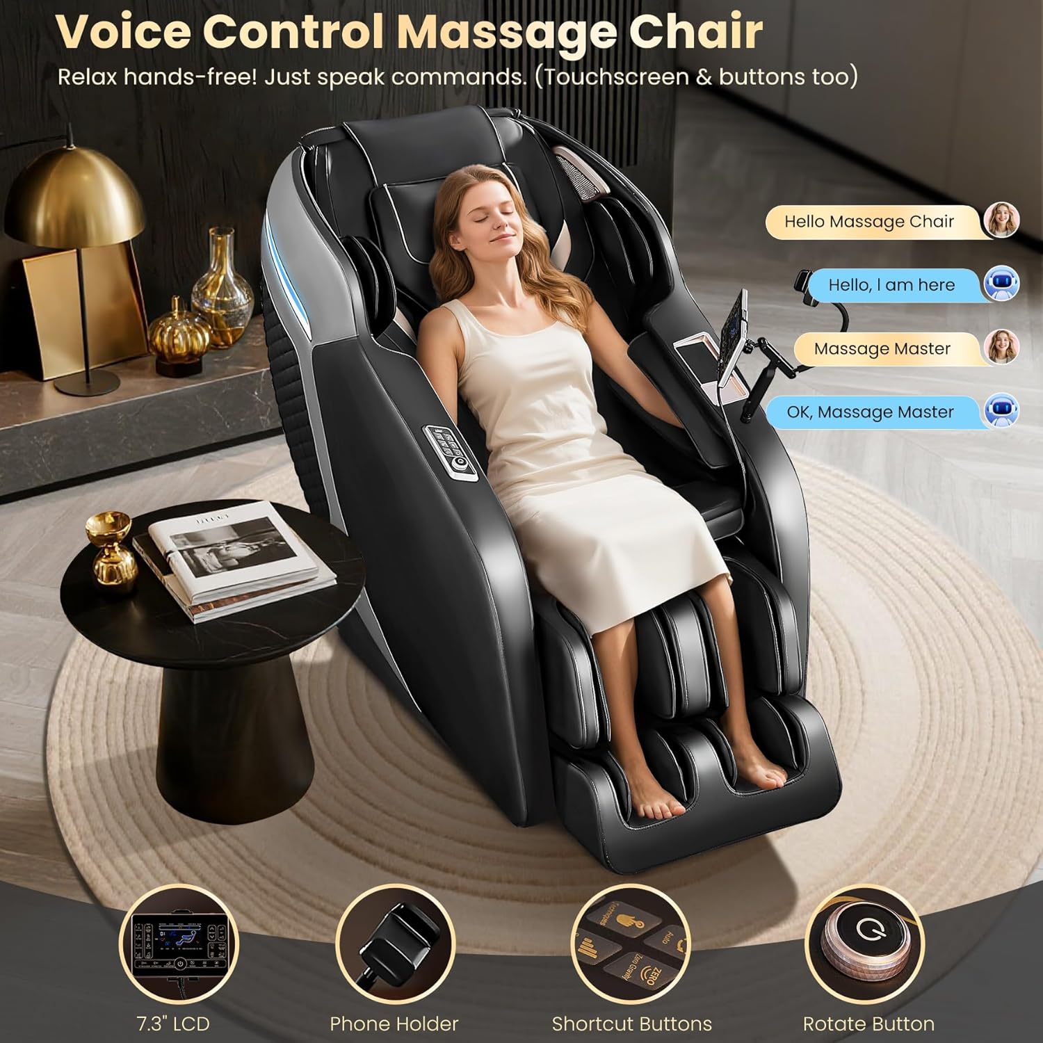4D Massage Chair Full Body, 55" SL-Track Shiatsu Massage Zero Gravity Recliner Chair W/ Waist & Calves Heat, 18 Modes, 35 Airbags, Body Scan, Calfrest Extension, Foot Rollers, AI & APP Gift for Family
