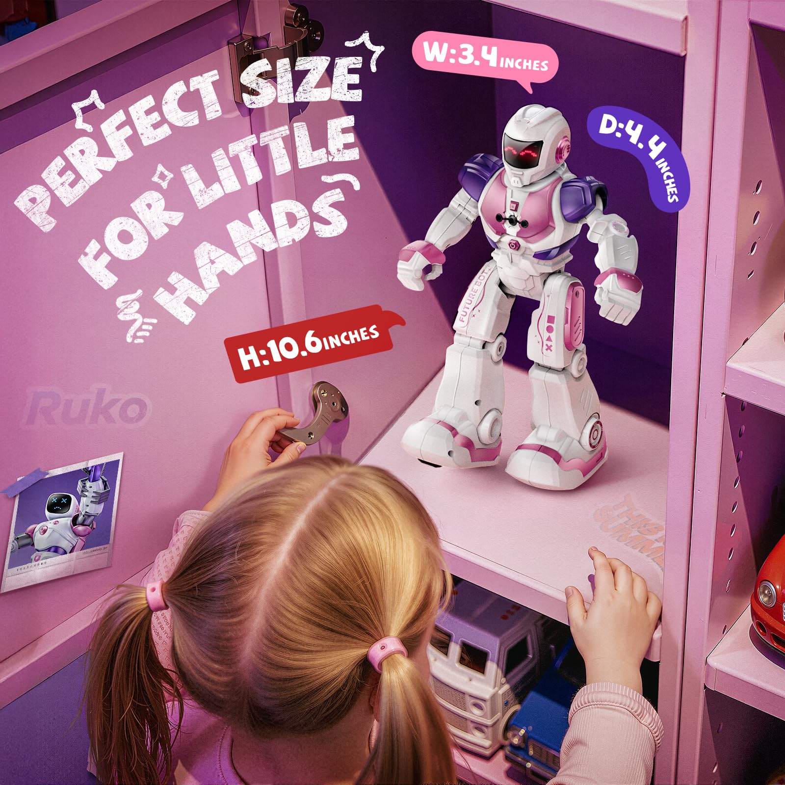 Ruko 6088 Robot Toys for kids, Programmable Remote Gesture Sensing & APP Control, Interactive LED Face, Dancing Singing Rechargeable Smart Robot, Birthday Present for Age 3-6 Year Old Boys Girls, Blue
