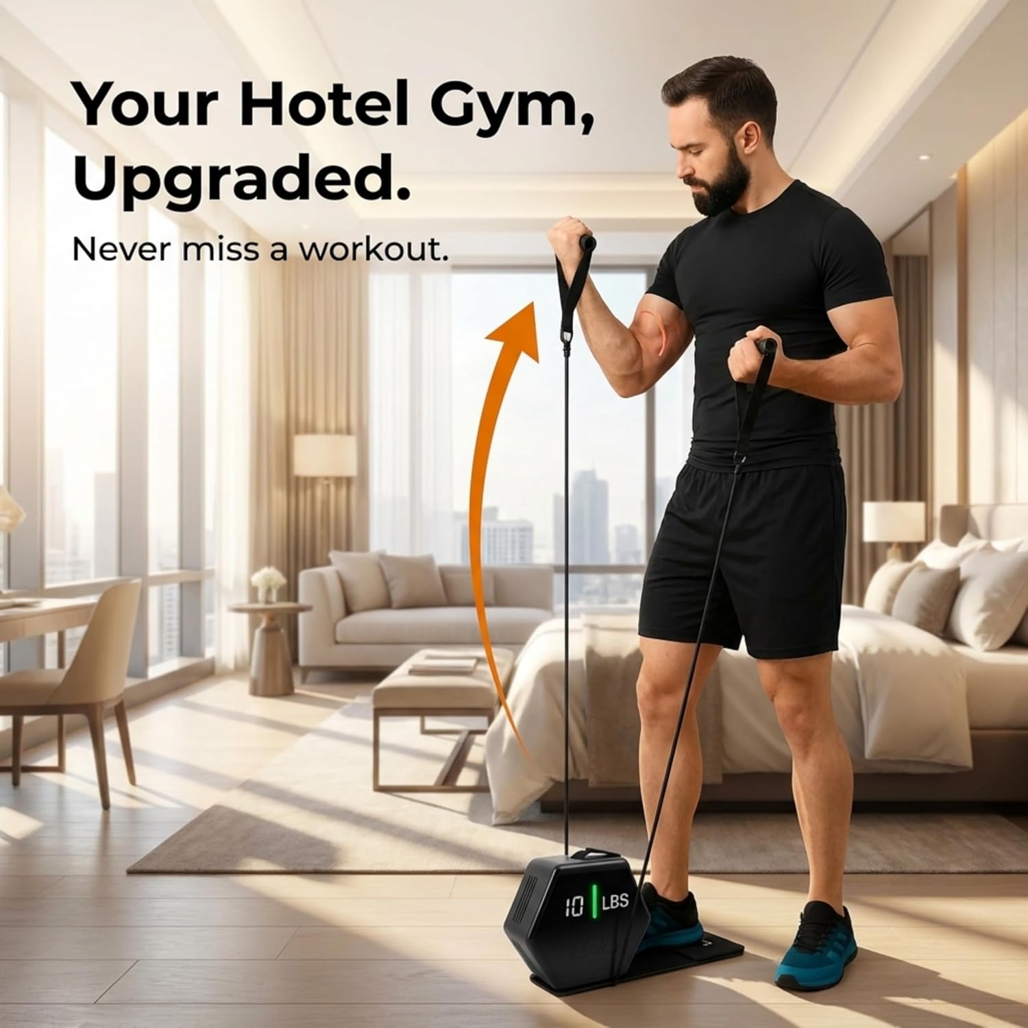 in Motion Flex USB Rechargeable Smart Home Gym Equipment | Portable Compact Digital Cable Machine Adjustable Motor Resistance 5–66LB | Compact Strength Training for Full Body Workout Travel & Fitness