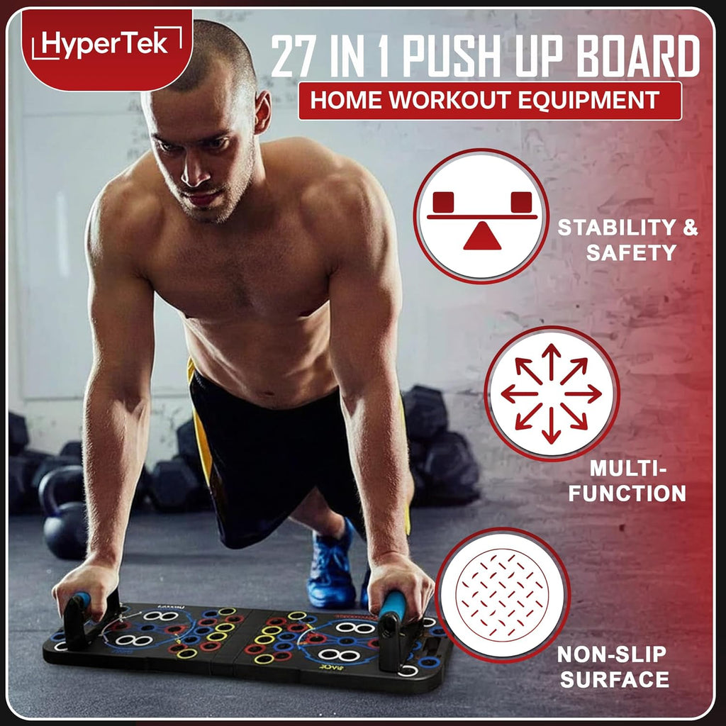 Hybertek 27 in 1 Pro Push Up Board | Multi Functional Foldable Push Up Stand for Strength Training, Fat Burning & Full Body Workout at Home | Muscle Training Push Up Bar Board for Men & Woman Fitness