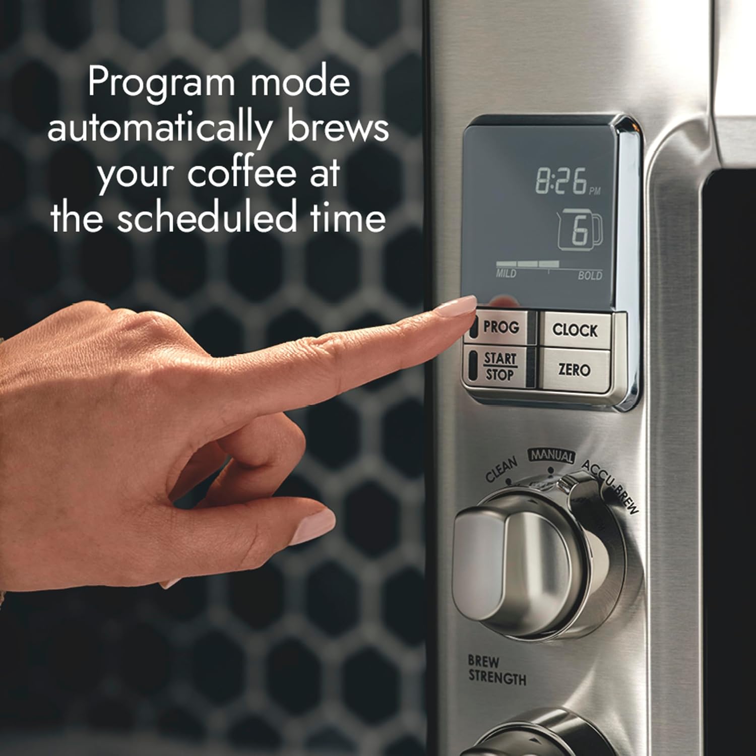 Lotus Coffee Maker with Grounds Scale, Programmable 10-Cup Coffee Maker, The Top Drip, 1500 Watts, Stainless Steel, Professional Series, LTSCM500
