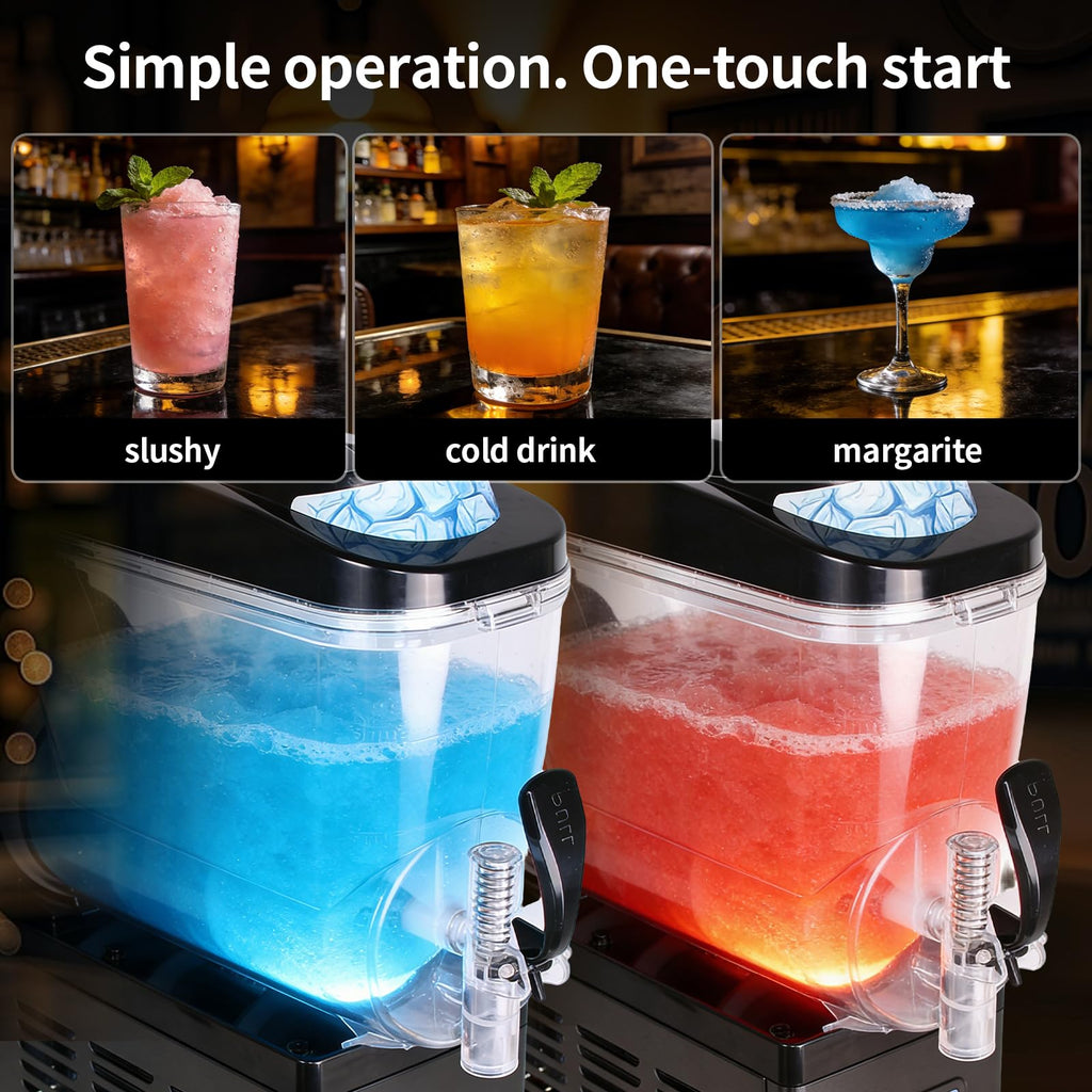 Slushie Machine Commercial 8Gal/30L, Slushy Machine Maker 900W, 2 Mods Margarita Frozen Drink Cocktail Maker for Restaurants, Bars, Cafes, Food Truck