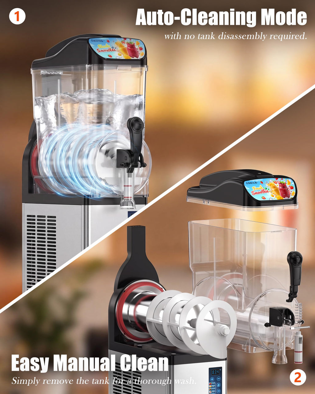 4.8 Gal /18L Commercial Slushie Machine, 5-in-1 Single Tank Slushy Frozen Drink Maker for Restaurants, Bars,Cafe and Home
