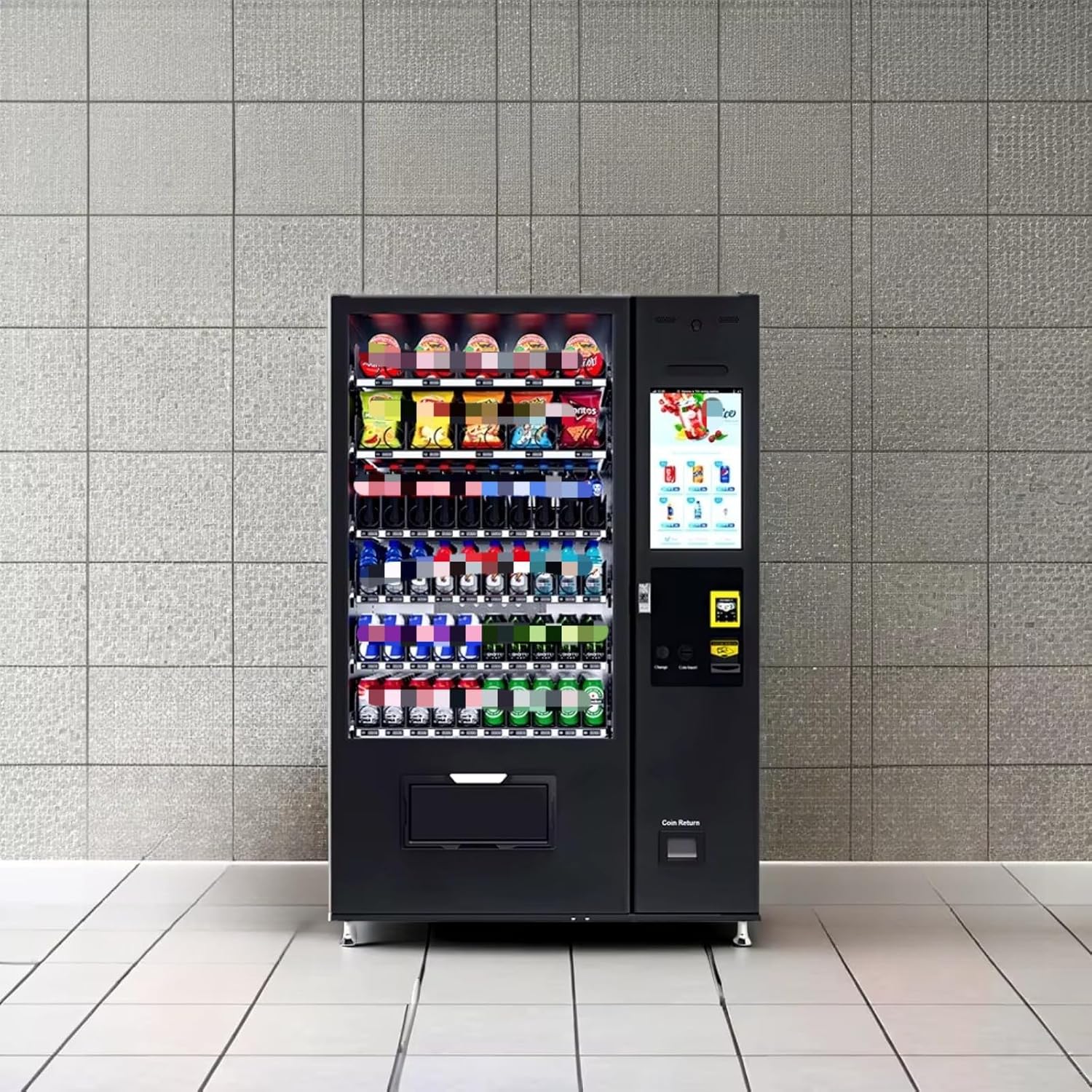 Snack Vending Machine with Remote Monitoring, Card Reader, 60 Selection Outdoor Combo Snack and Drink Smart Dispenser,Vending Machine for Snacks, Cold Drinks and Coffee
