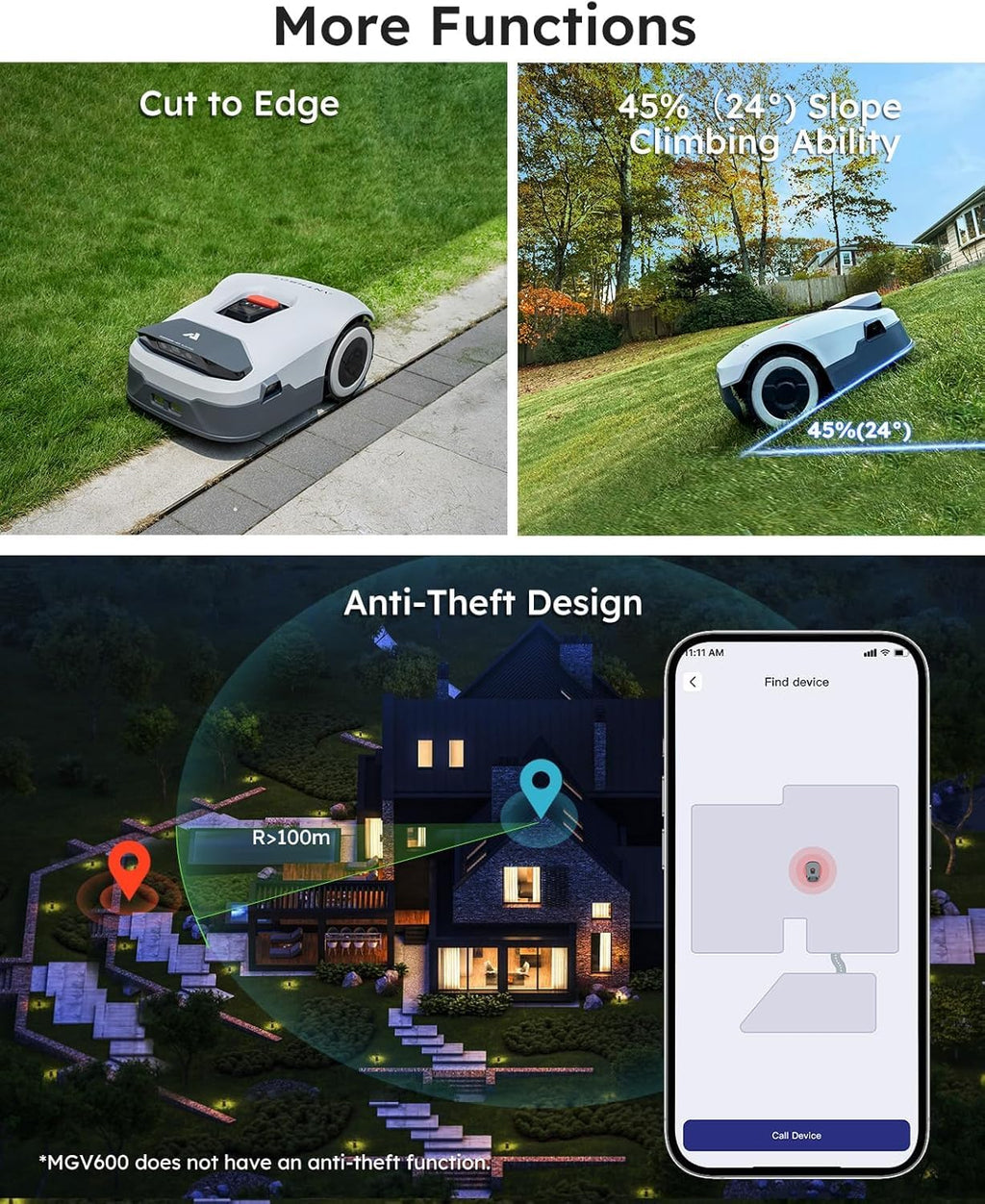 ANTHBOT Genie3000 Robot Lawn Mower - NO Wire, Full Band RTK+4-Eye Vision Robotic Lawnmower for 3/4 Acre, Auto Mapping, Multi-Zone Management, Accurate Obstacle Avoidance, Intelligent Path Planning
