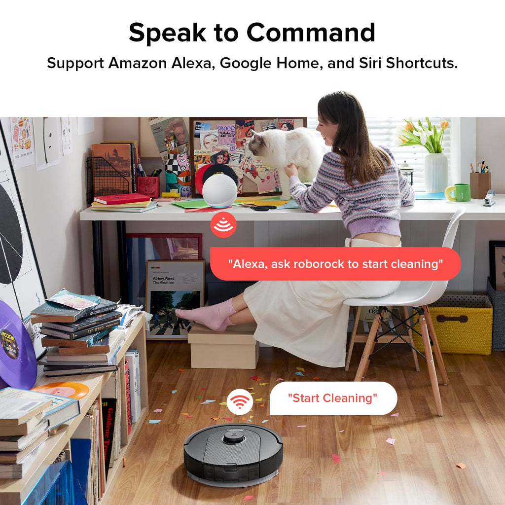 roborock Q10 S5+ Robot Vacuum and Mop, 10,000Pa Suction, Upgraded from Q8 max+, 70 Days Self-Emptying, Obstacle Avoidance, Sonic Mopping, Dual Anti-Tangle Design, Auto Mop Lifting, Black