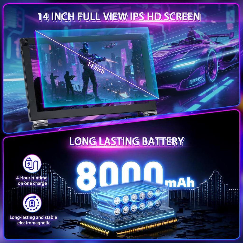 2026 Upgraded Portable Arcade Machine Pandora Box - 2D3D Retro Gaming Console, 8000mAh Battery, Includes Extra Gamepad, Plug & Play Console with Search/Hide/Save/Load/Pause Functions