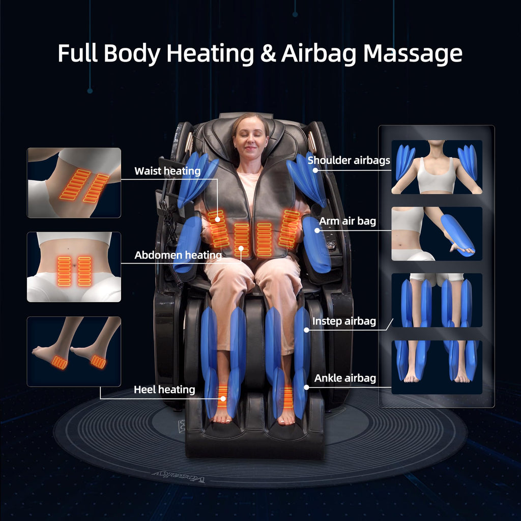 4D Massage Chairs Full Body Recliner with Heat Zero Gravity 57'' SL Track Shiatsu Massage Chair for Home Office with AI Voice, 7" Touch Screen, Wireless Charging,Neck & Shoulder Relief