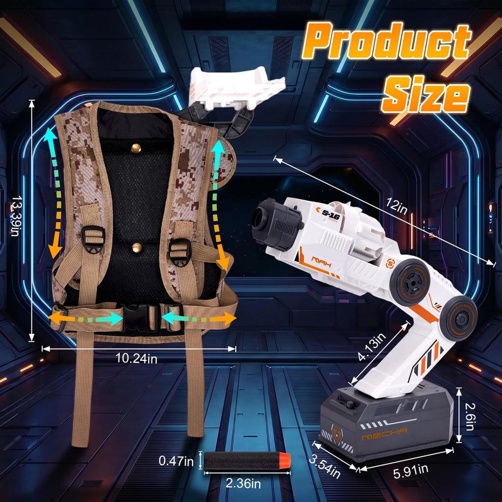 Smart Tracking Mechanical Arm Toy, Cool Inductive Robot Arm Tracking Blaster, Shoulder Mounted Robot with Remote Control (1000 PCS Water Bullets)
