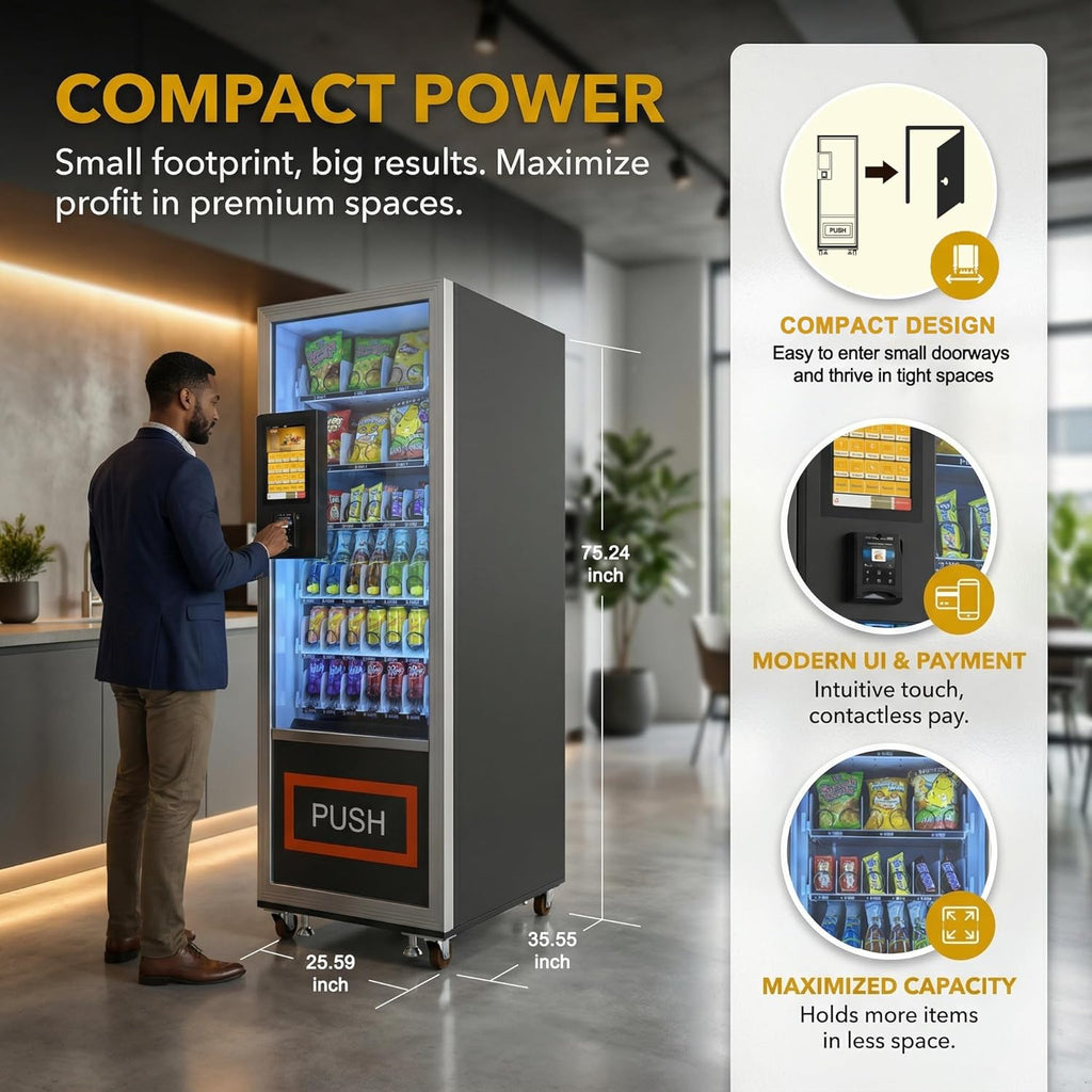 Mini Commercial Vending Machine with Card Reader Snack and Drink Combo 36 Slots Refrigerated Vending Machines for Business