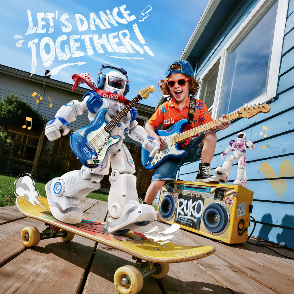 Ruko 6088 Robot Toys for kids, Programmable Remote Gesture Sensing & APP Control, Interactive LED Face, Dancing Singing Rechargeable Smart Robot, Birthday Present for Age 3-6 Year Old Boys Girls, Blue