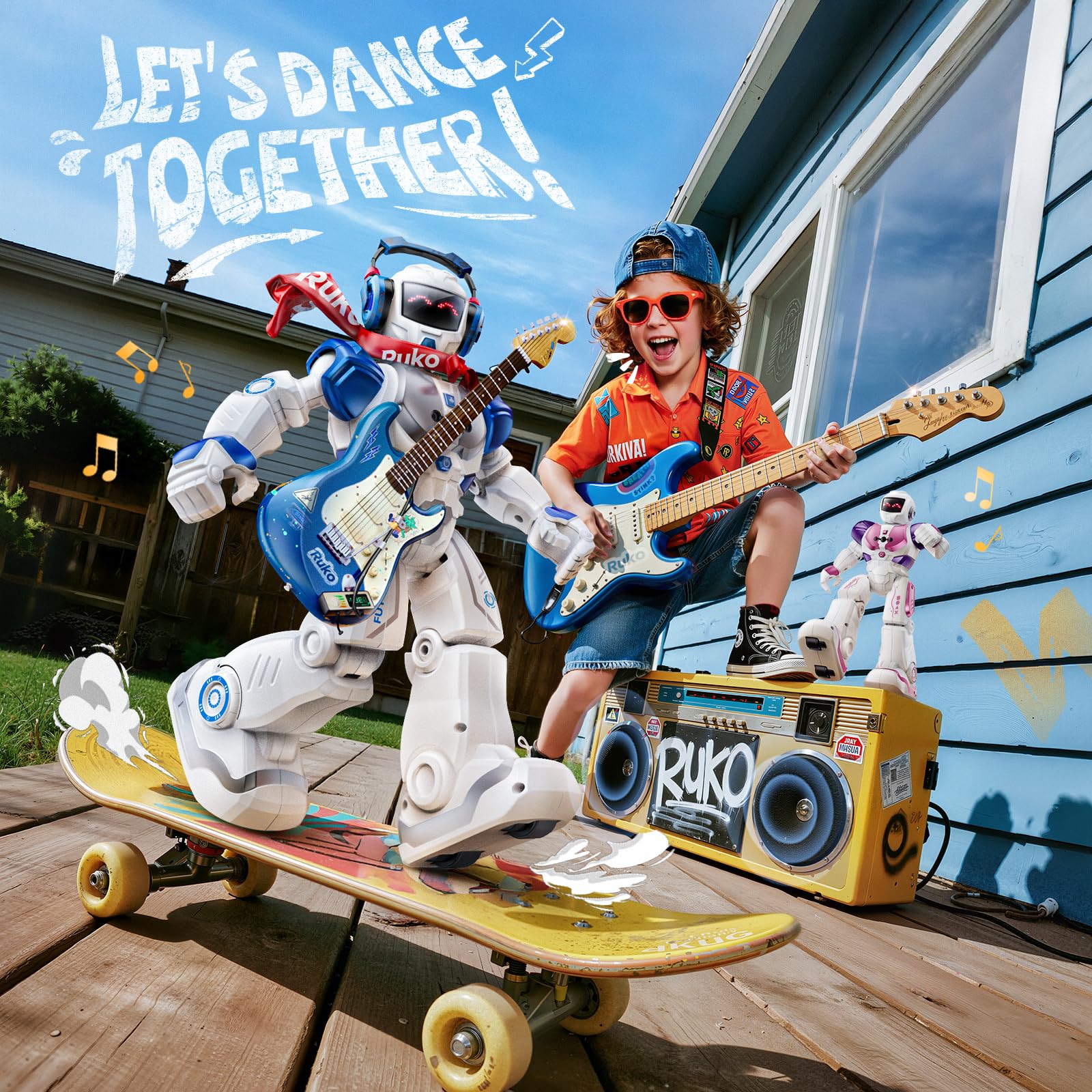 Ruko 6088 Robot Toys for kids, Programmable Remote Gesture Sensing & APP Control, Interactive LED Face, Dancing Singing Rechargeable Smart Robot, Birthday Present for Age 3-6 Year Old Boys Girls, Blue