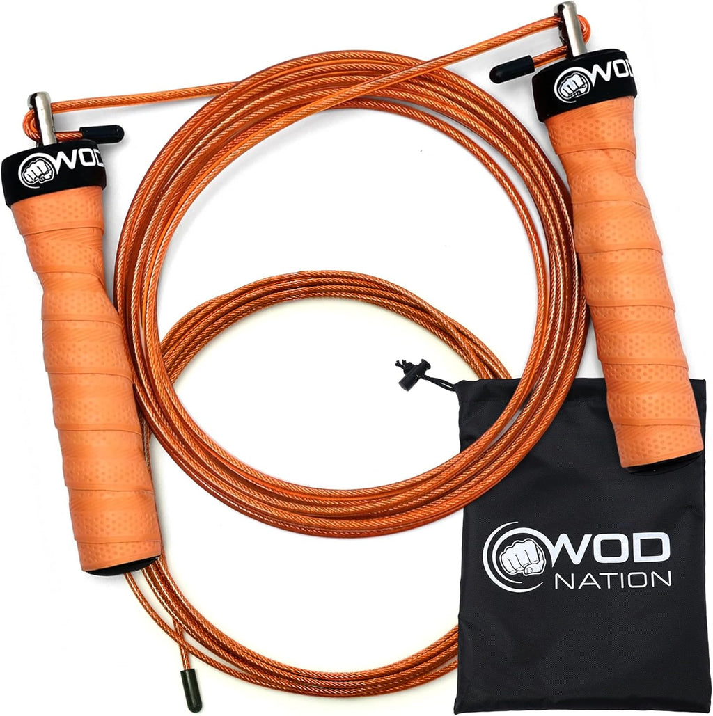 Attack Speed Jump Rope Adjustable Dual-Cable Skipping Rope for Men, Speed & Weighted Options, Fast Fold-Over Adjustment Durable Adult Boxing Rope for Fitness, Cardio Home Gym & Cross Training - Orange
