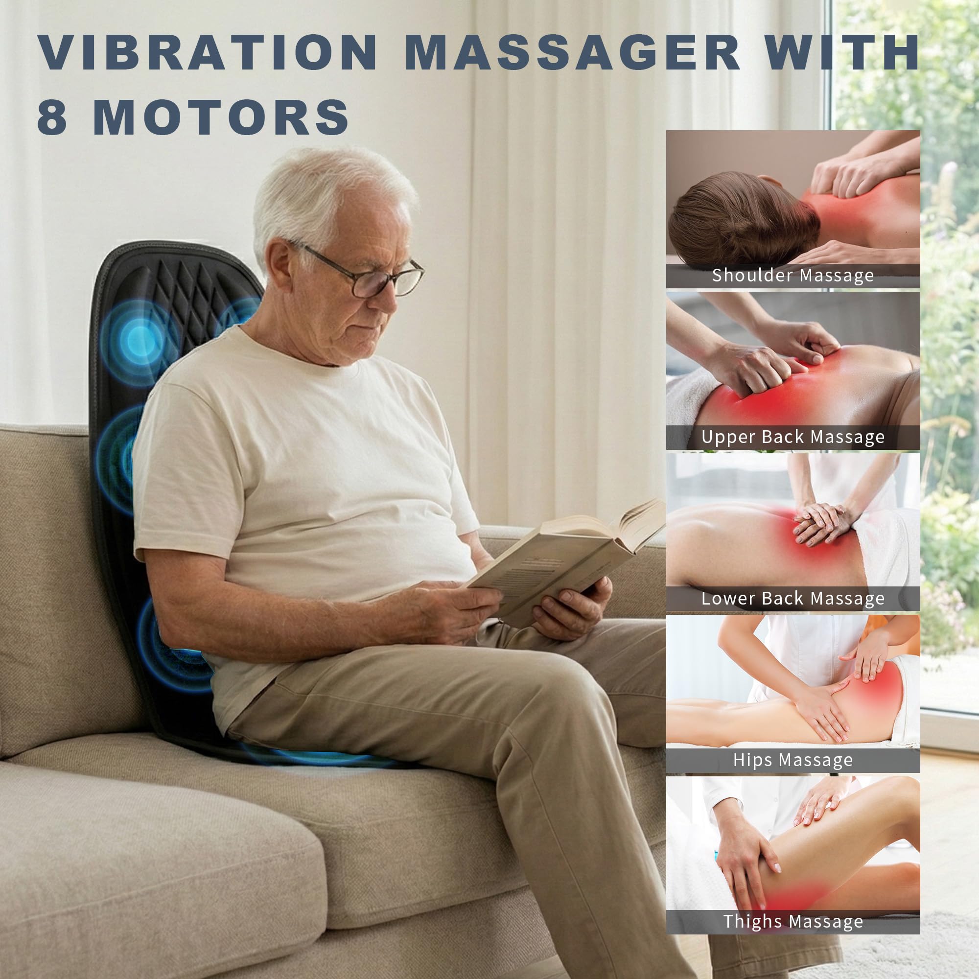 Back Massager for Chair,Massage Chair Pad Helps Relax Muscle and Relieve Pain, Using in The Office/At Home Seat Massager for Father's Day