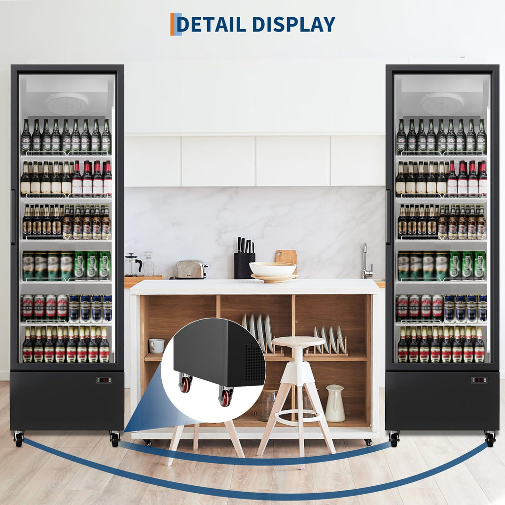IDEALHOUSE Commercial Refrigerator, Commercial Merchandiser 26.8 Cu Ft Refrigerator, Refrigerator with 2 Glass Door and LED Light, Large Business Cooler for Home Restaurant Grocery Stores