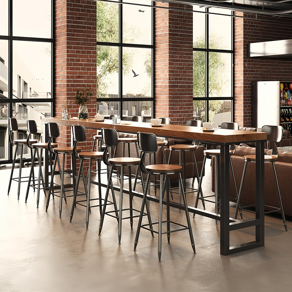 Farmhouse Bar Table Solid Wood Rectangle Bar Height Table Industrial Dining Room Counter Height Table for Kitchen Coffee Shop Window Small Space -Without Chairs (63" L x 15.7" W x 41.3" H)