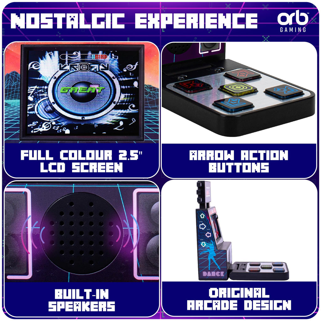 Mini Arcade Machine, 240 Built-in 8-Bit Games, 2.5” Full Colour Screen, 8-Way Joystick, Handheld Retro Games Console – Orb Gaming by ThumbsUp!