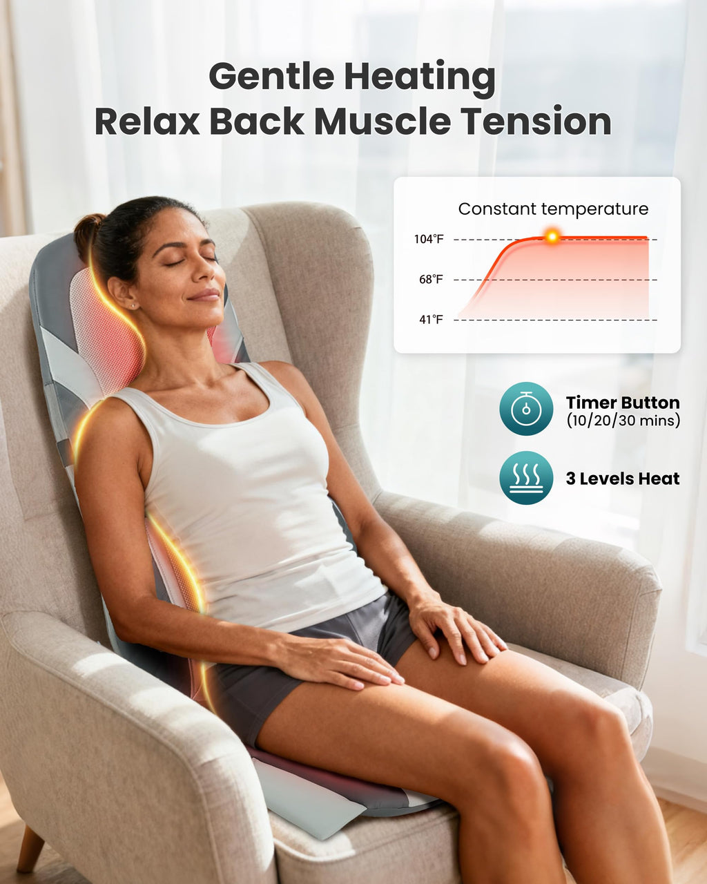 Snailax Back Massager for Full Back Pain Relief Deep Tissue, Long Track Dual 3D Shiatsu Rollers 3 Height Settings Foldable Massage Chair Pad with Heat, Vibration Heated Seat Cushion, Gifts for Mom Dad